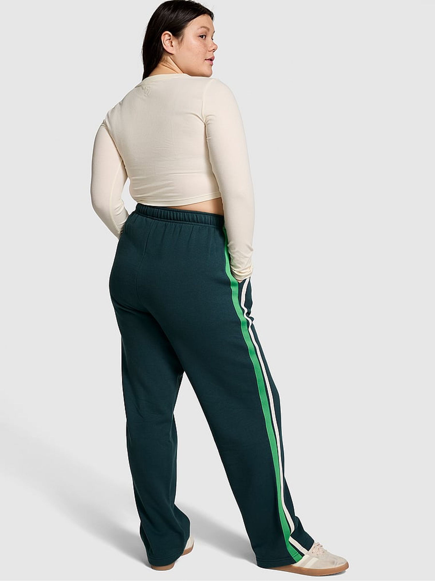 Deep Forest Green Wide Leg Fleece Joggers - Image 2 of 3
