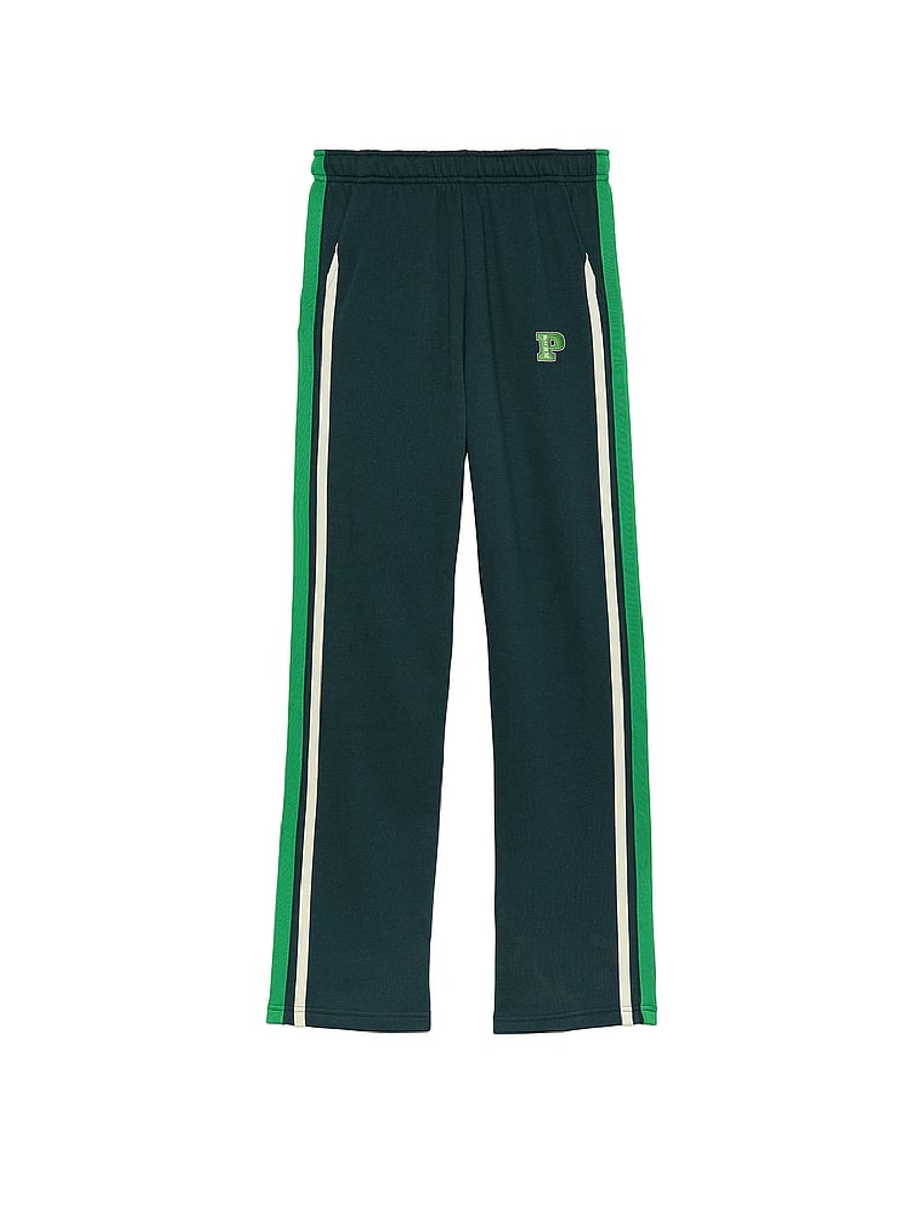 Deep Forest Green Wide Leg Fleece Joggers - Image 3 of 3