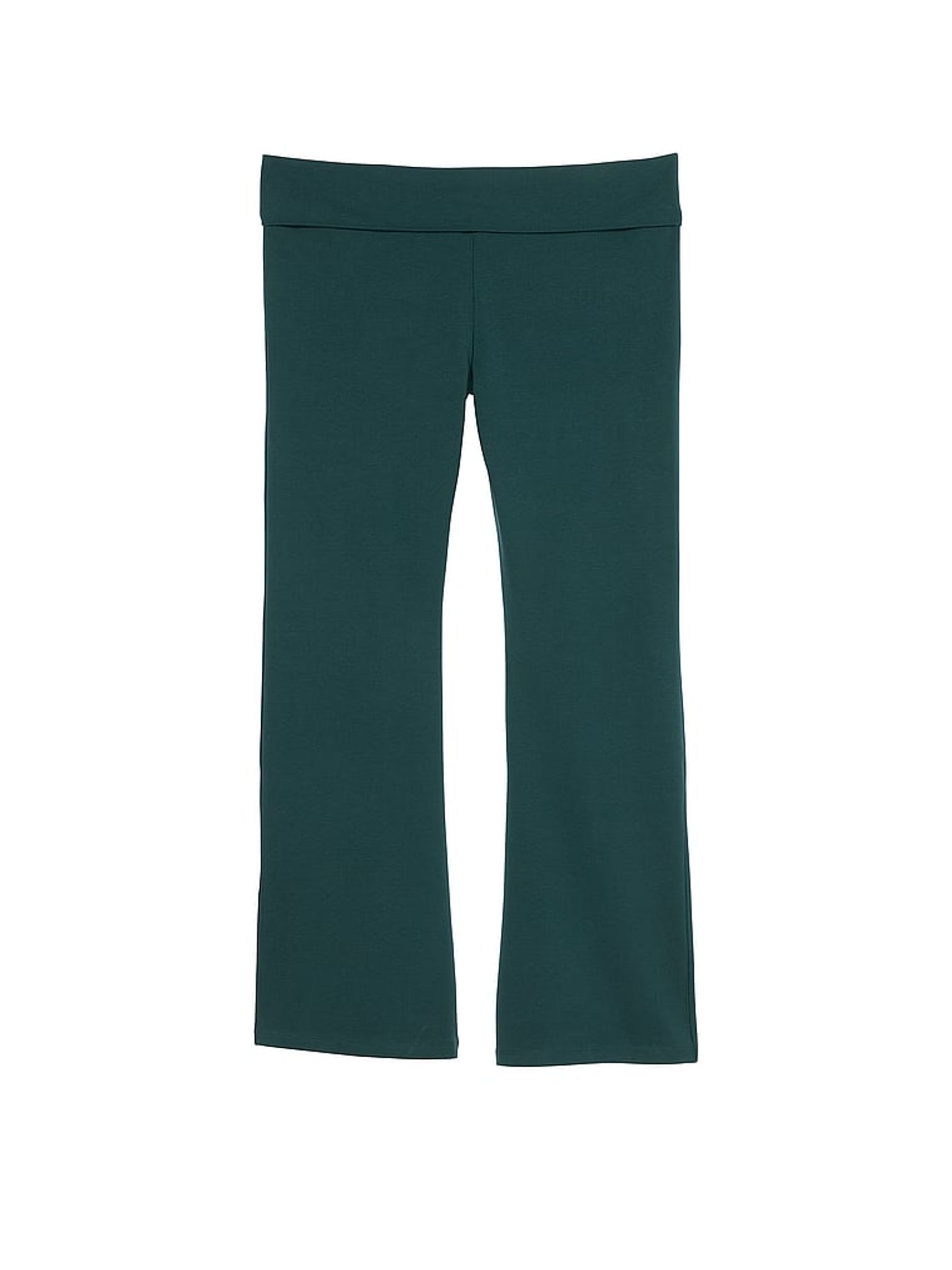 Deep Forest Green Diamante Cotton Foldover Flare Leggings - Image 3 of 3