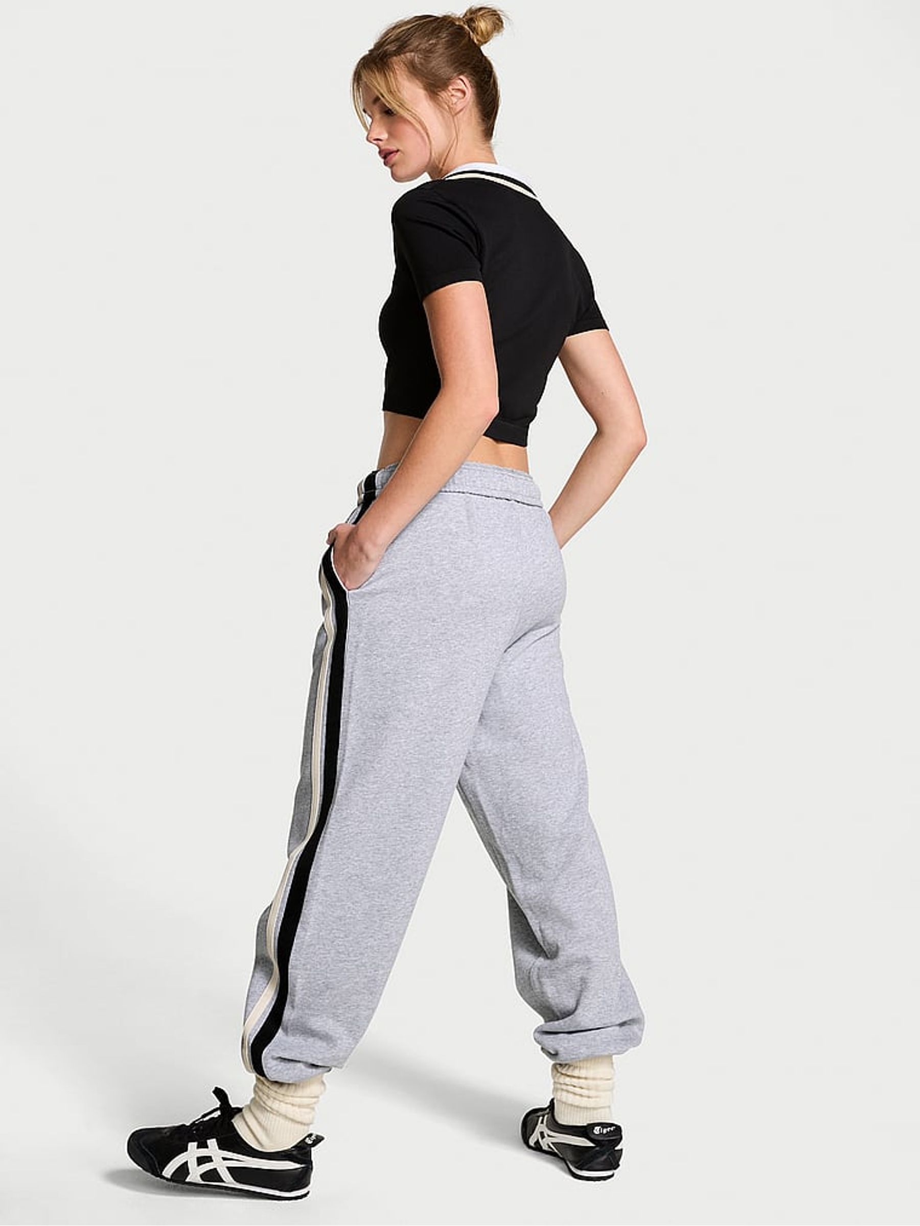 Grey Heather Cuffed Fleece Joggers - Image 2 of 3