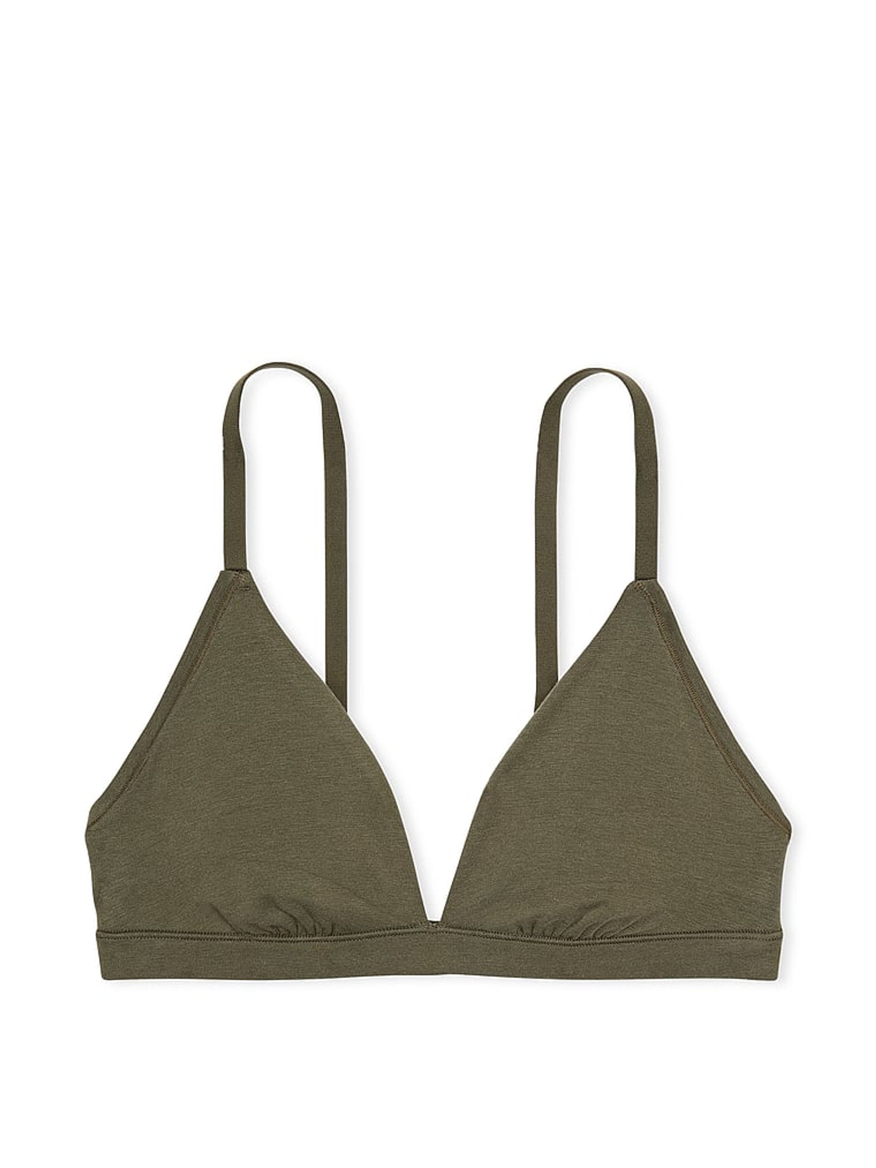 Olive Green Cotton Triangle Bralette - Image 3 of 3