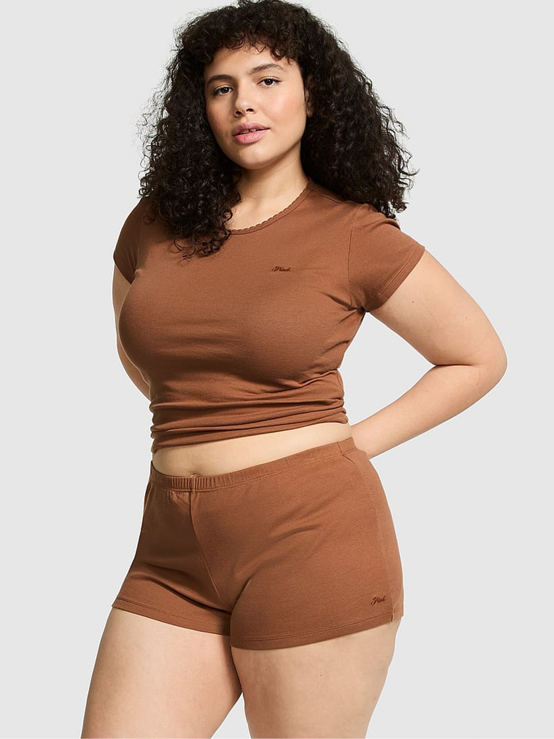 Nude Caramel Cotton Pyjama Shorts - Image 1 of 3