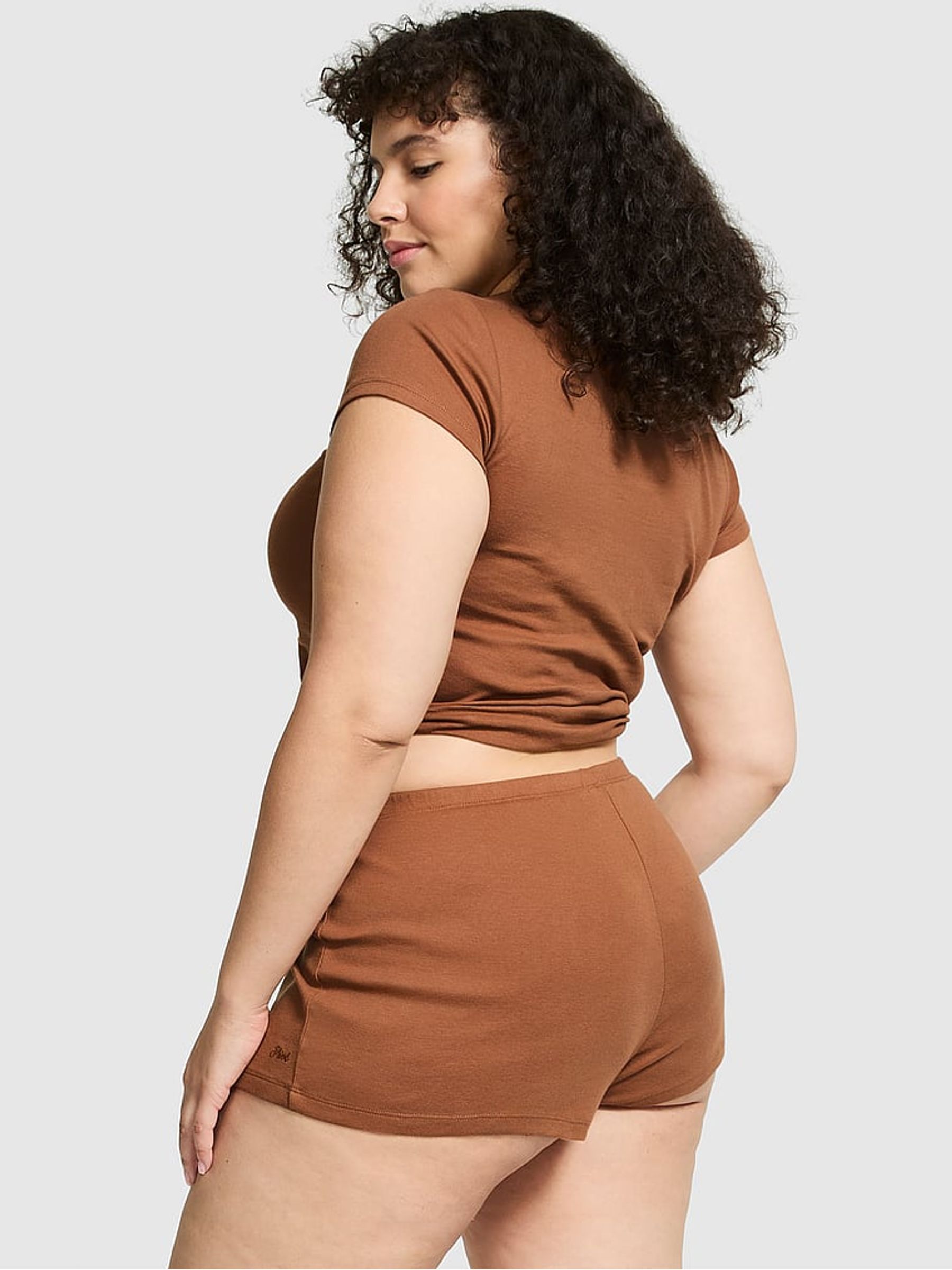 Nude Caramel Cotton Pyjama Shorts - Image 2 of 3