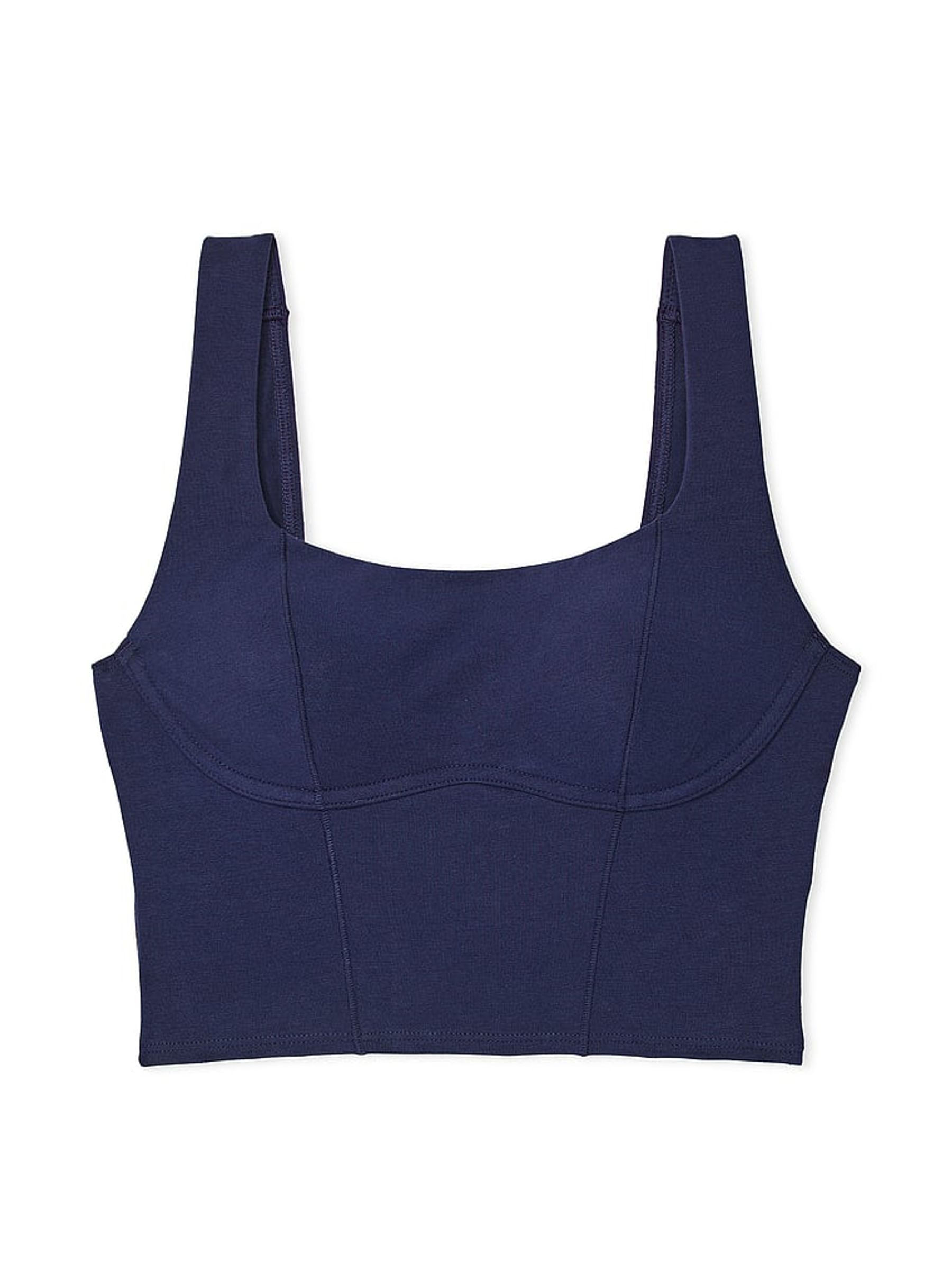 Midnight Navy Blue Cotton Scoop Sports Bra Top - Image 3 of 3