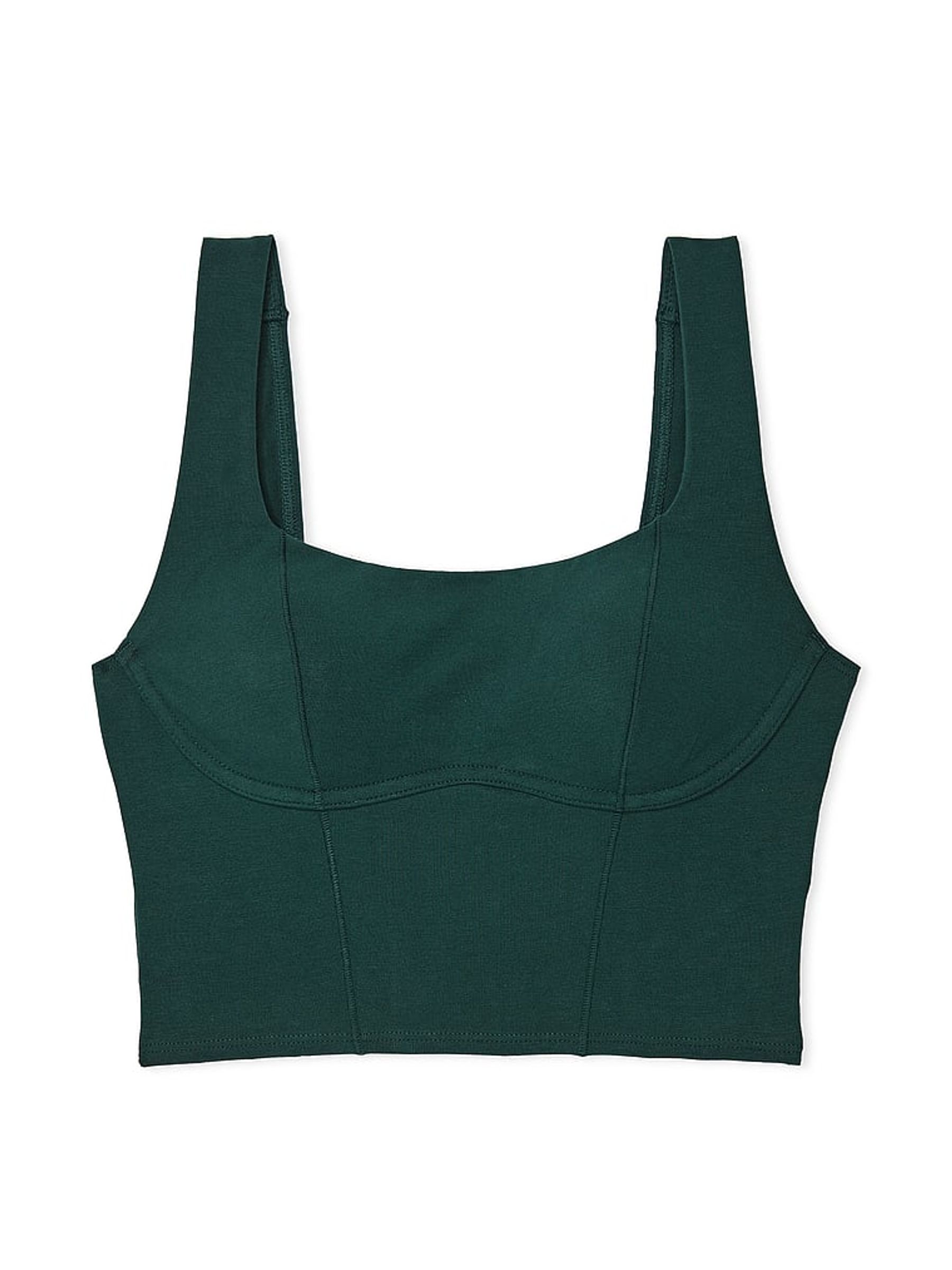 Deep Forest Green Cotton Scoop Sports Bra Top - Image 3 of 3