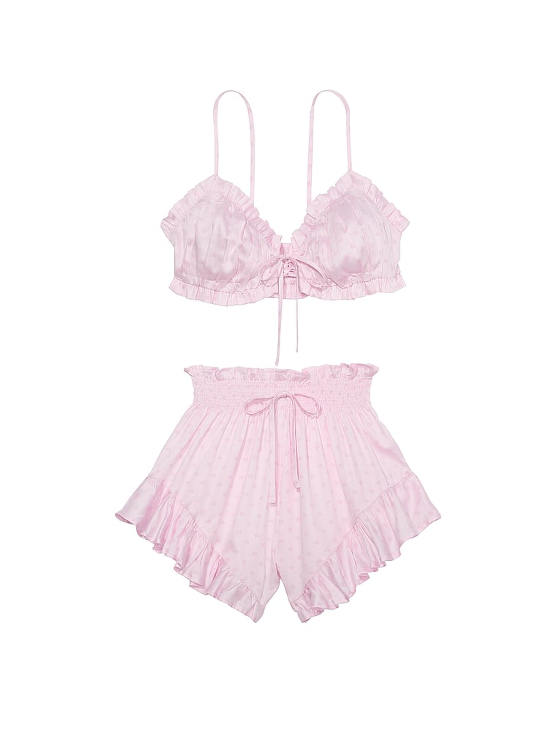 Pink Floral Cami Tie Front Short Pyjama Set - Image 3 of 3