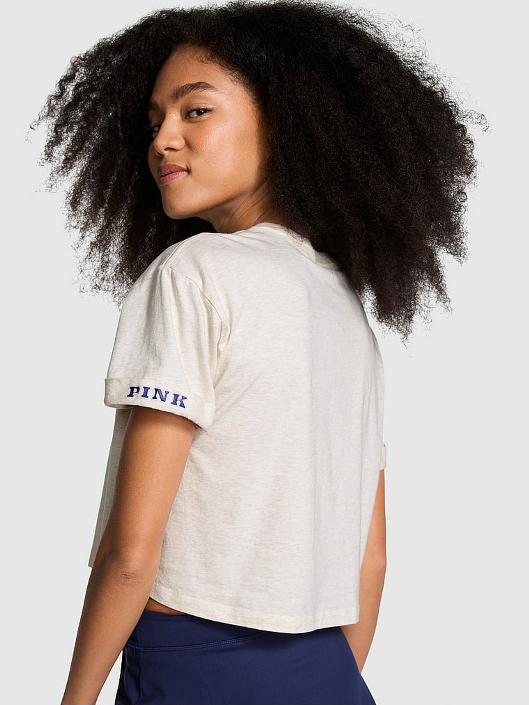 Heather Oatmeal Beige Oversized Crop Short Sleeve T-Shirt - Image 2 of 3