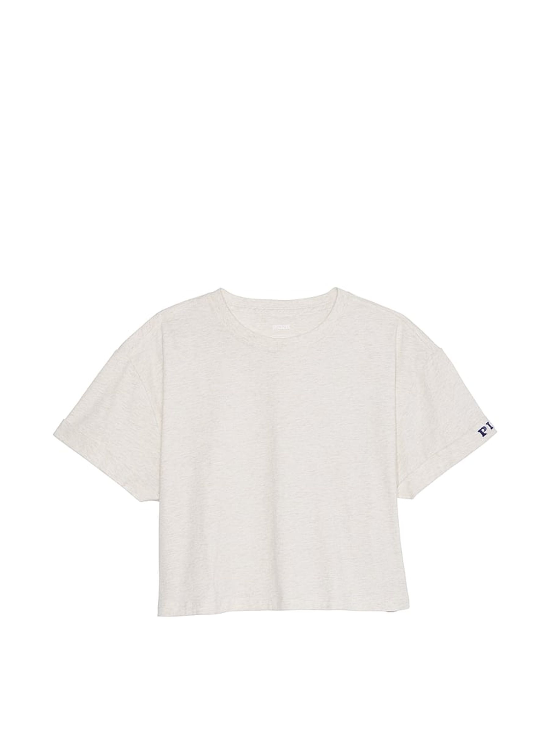 Heather Oatmeal Beige Oversized Crop Short Sleeve T-Shirt - Image 3 of 3