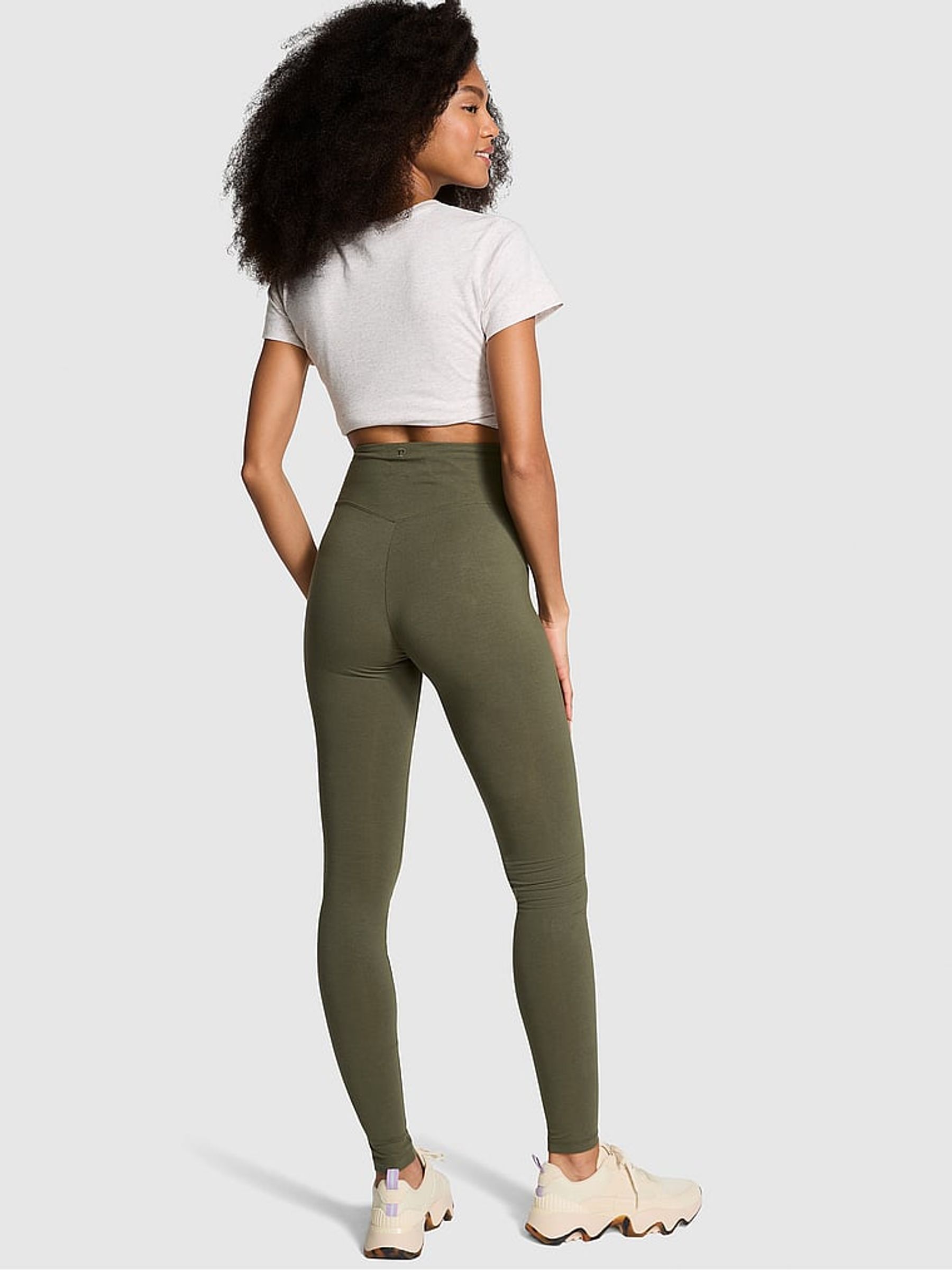 Olive Green Cotton Leggings - Image 2 of 3