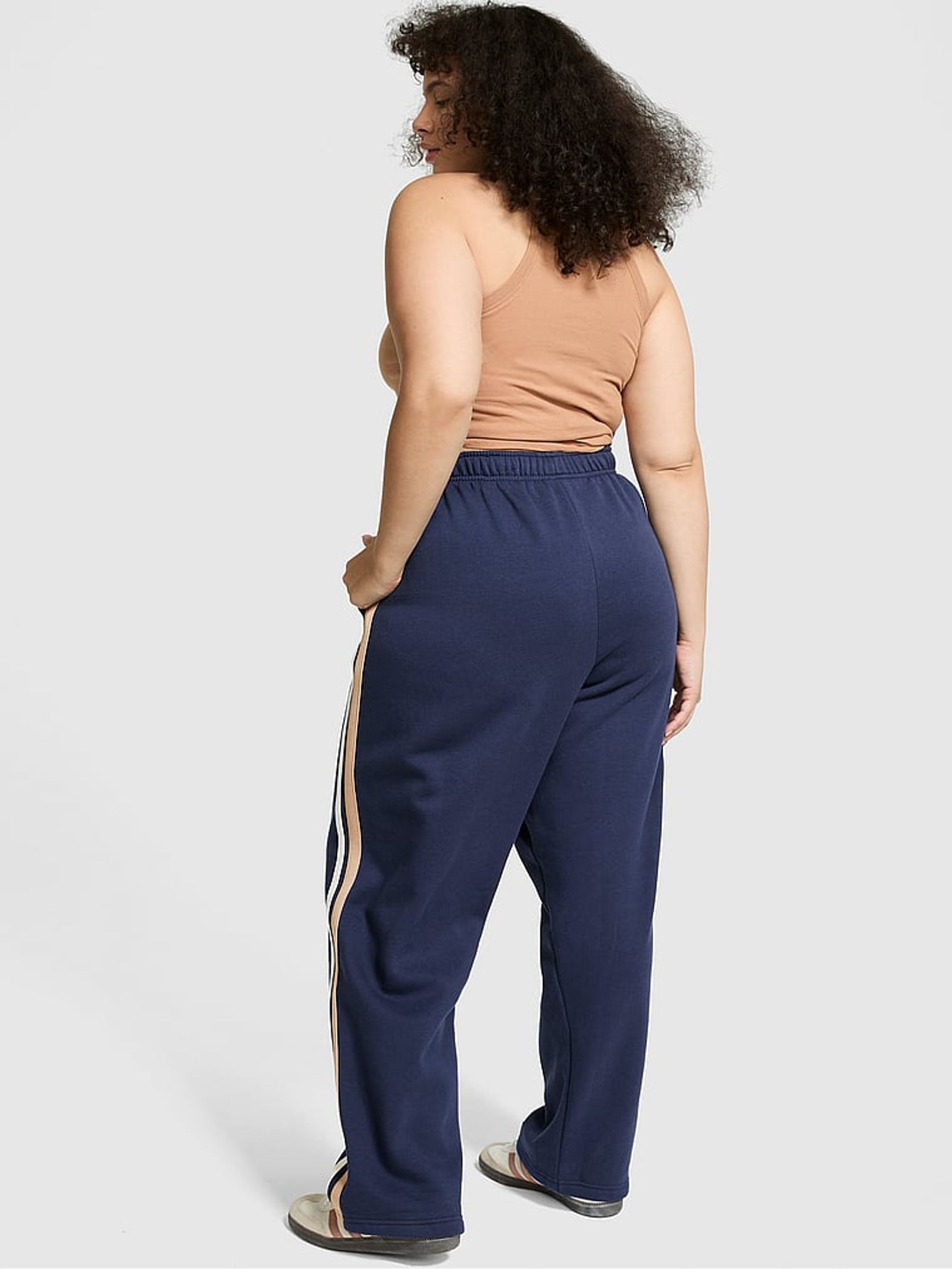 Midnight Navy Blue Wide Leg Fleece Joggers - Image 2 of 3