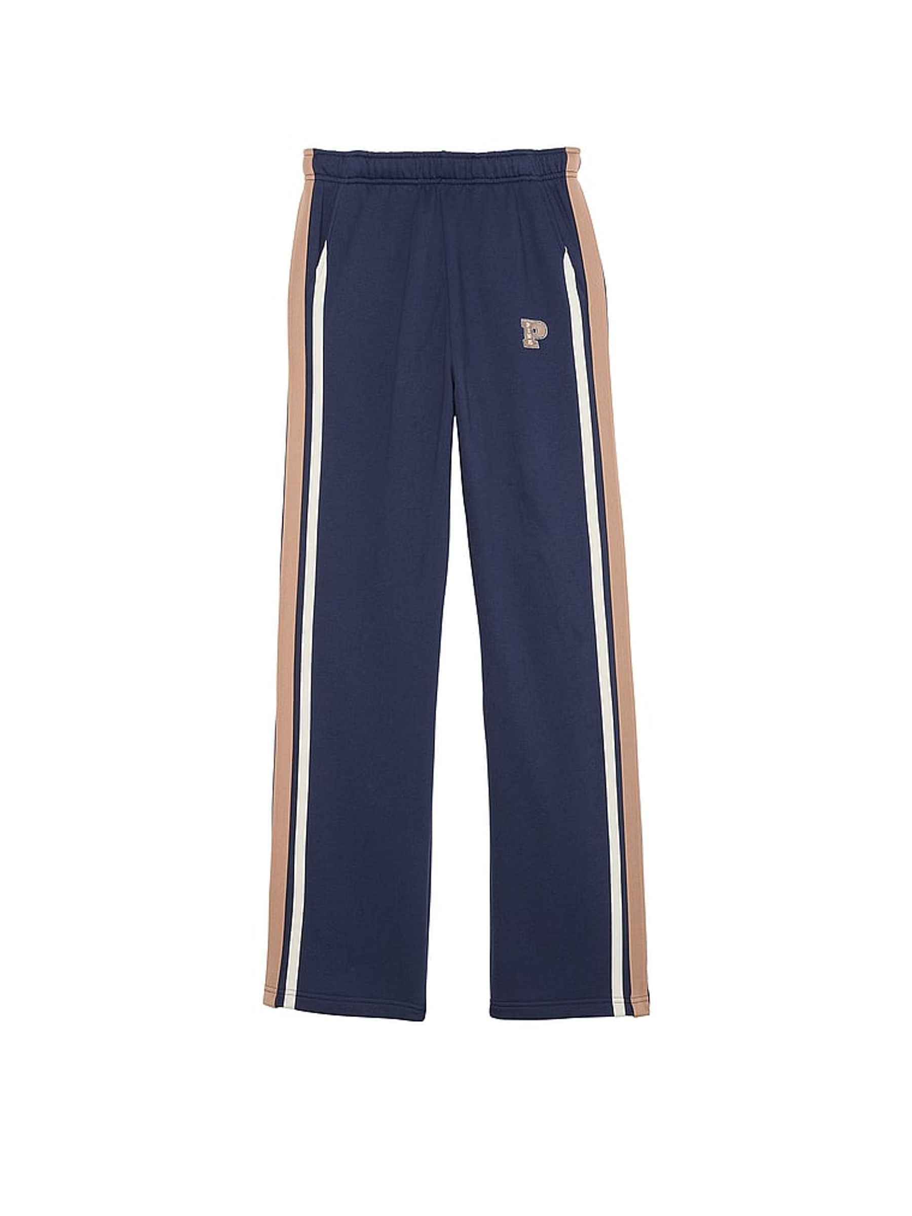 Midnight Navy Blue Wide Leg Fleece Joggers - Image 3 of 3