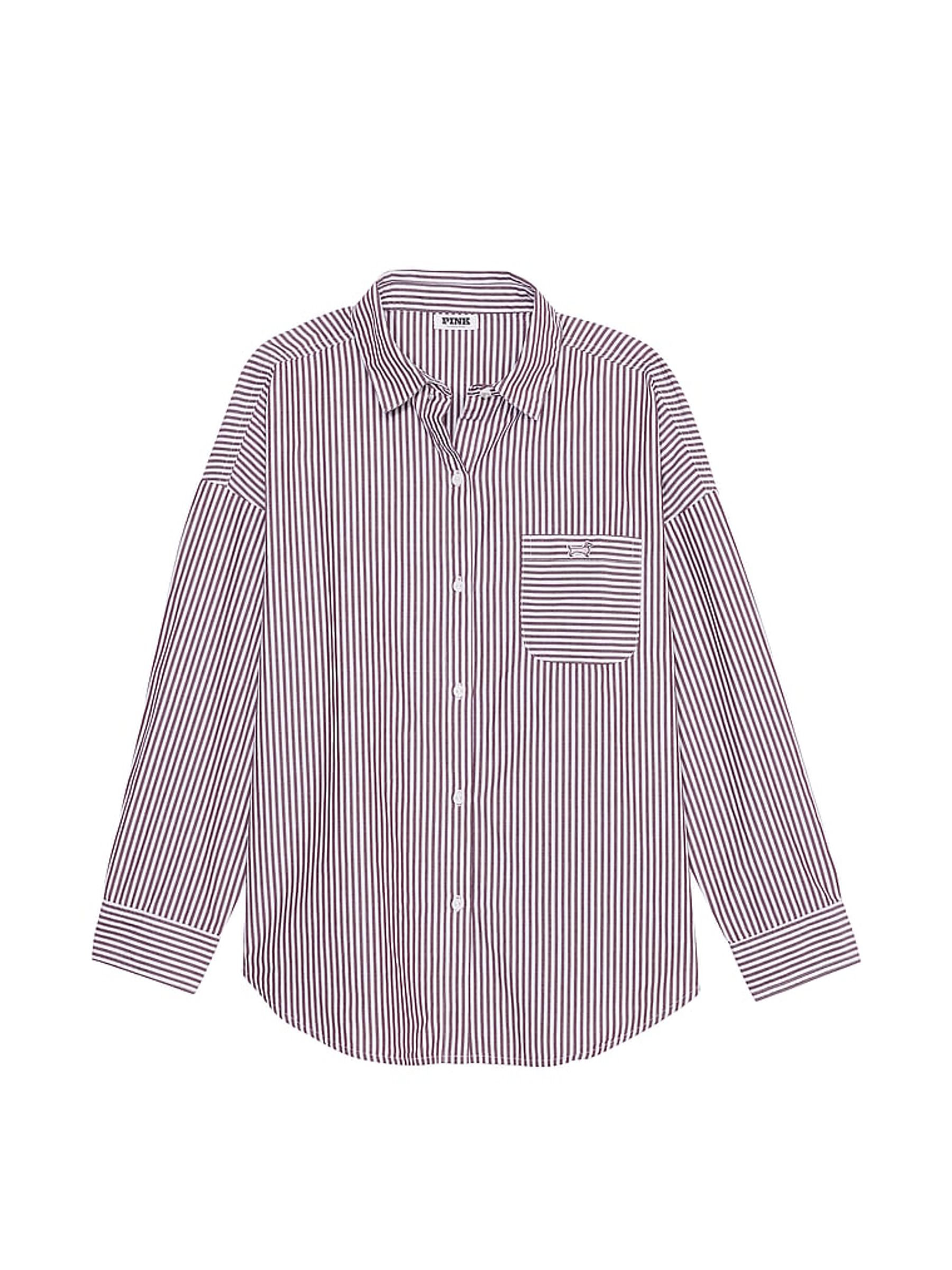 Purple Rose Stripe Cotton Oversized Night Shirt - Image 3 of 3