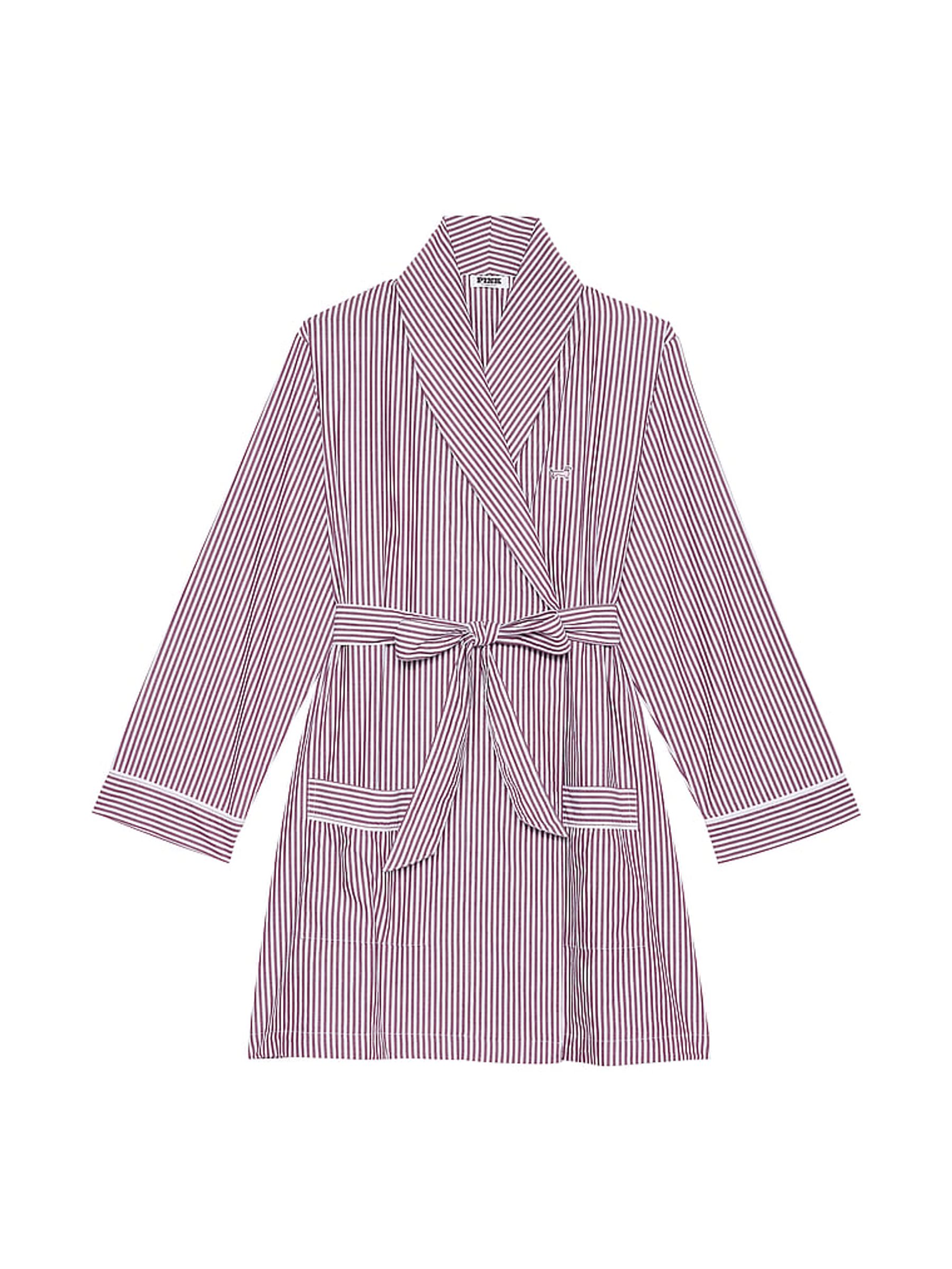 Purple Rose Stripe Cotton Dressing Gown - Image 3 of 3