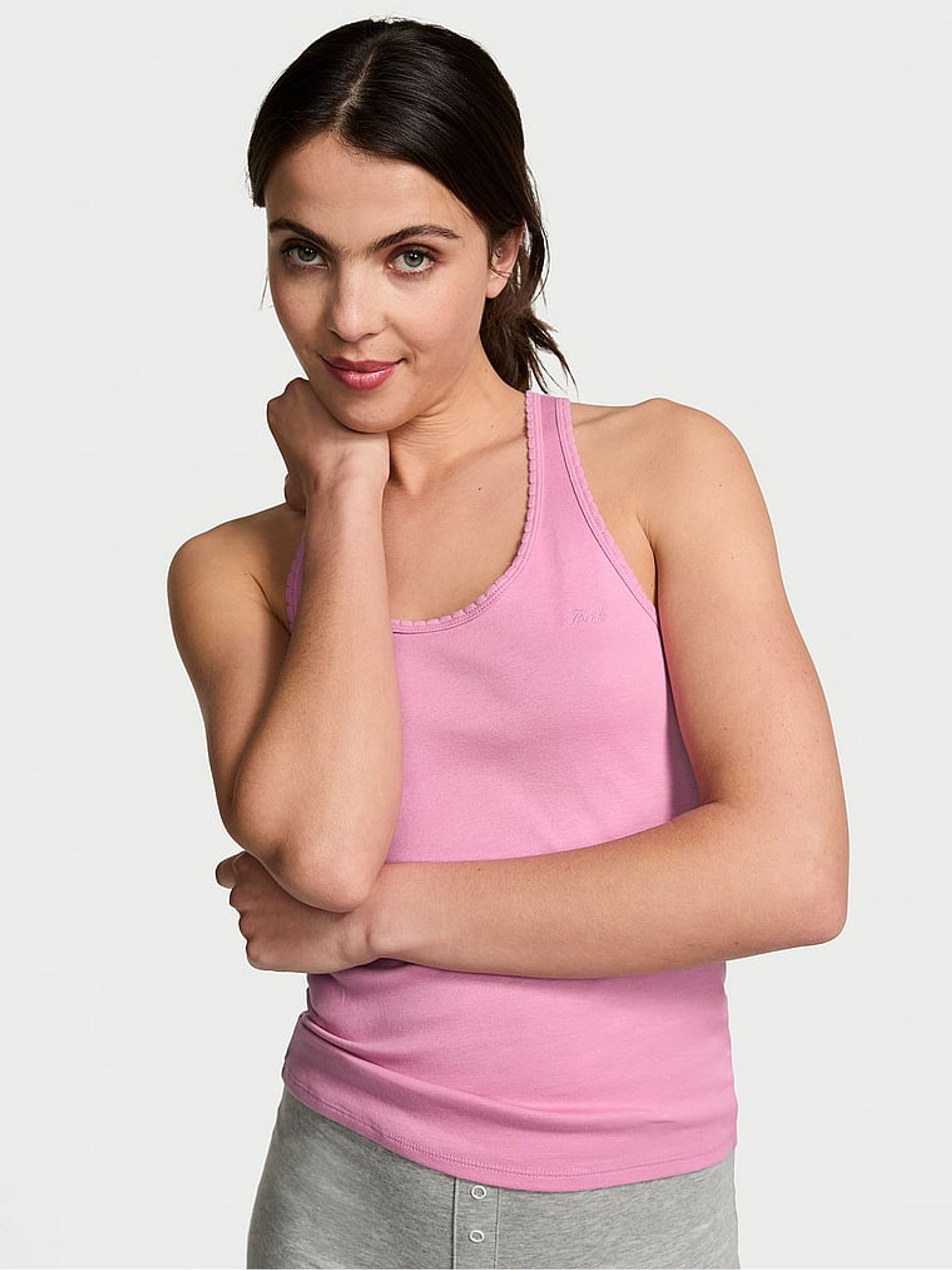 Pink Moonstone Cotton Pyjama Vest Top - Image 1 of 4