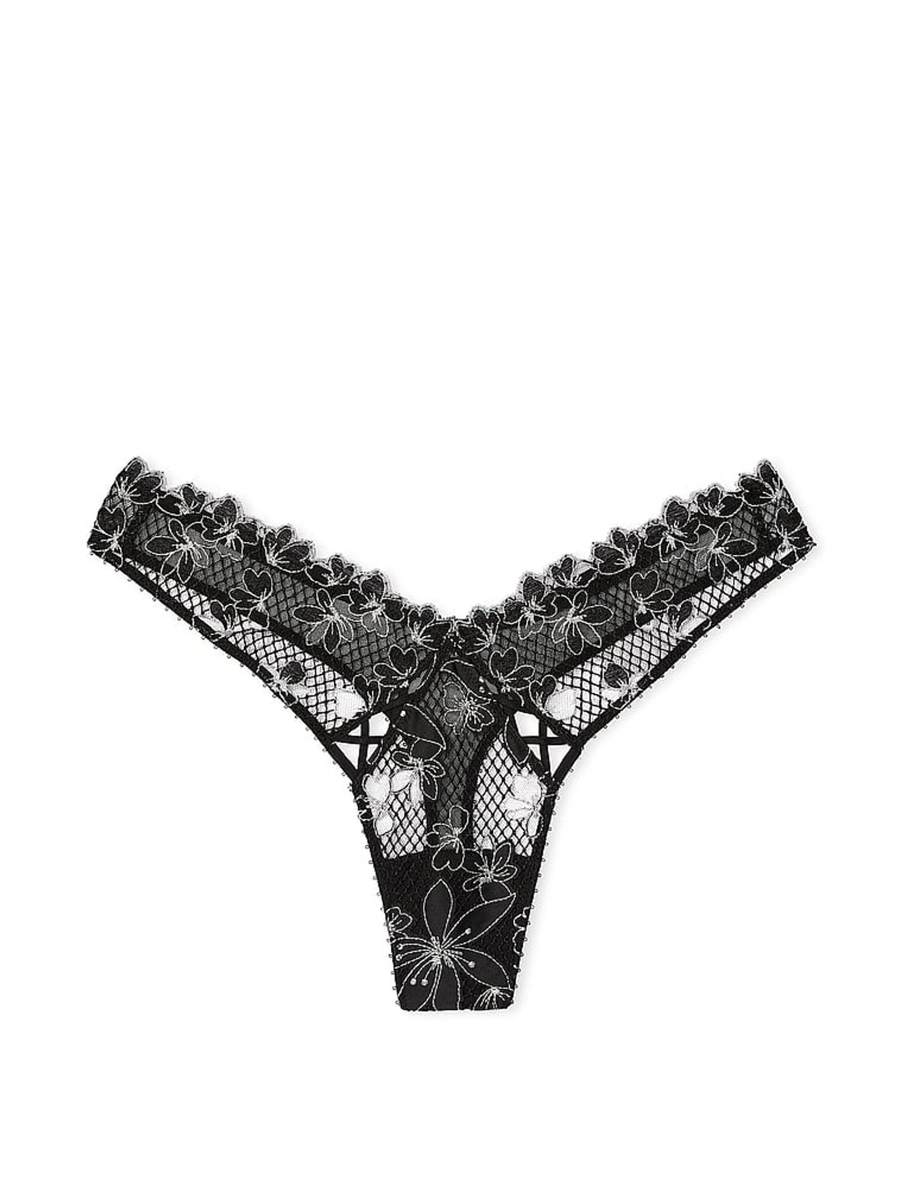 Black Ziggy Embroidered High Leg Thong Knickers - Image 3 of 3