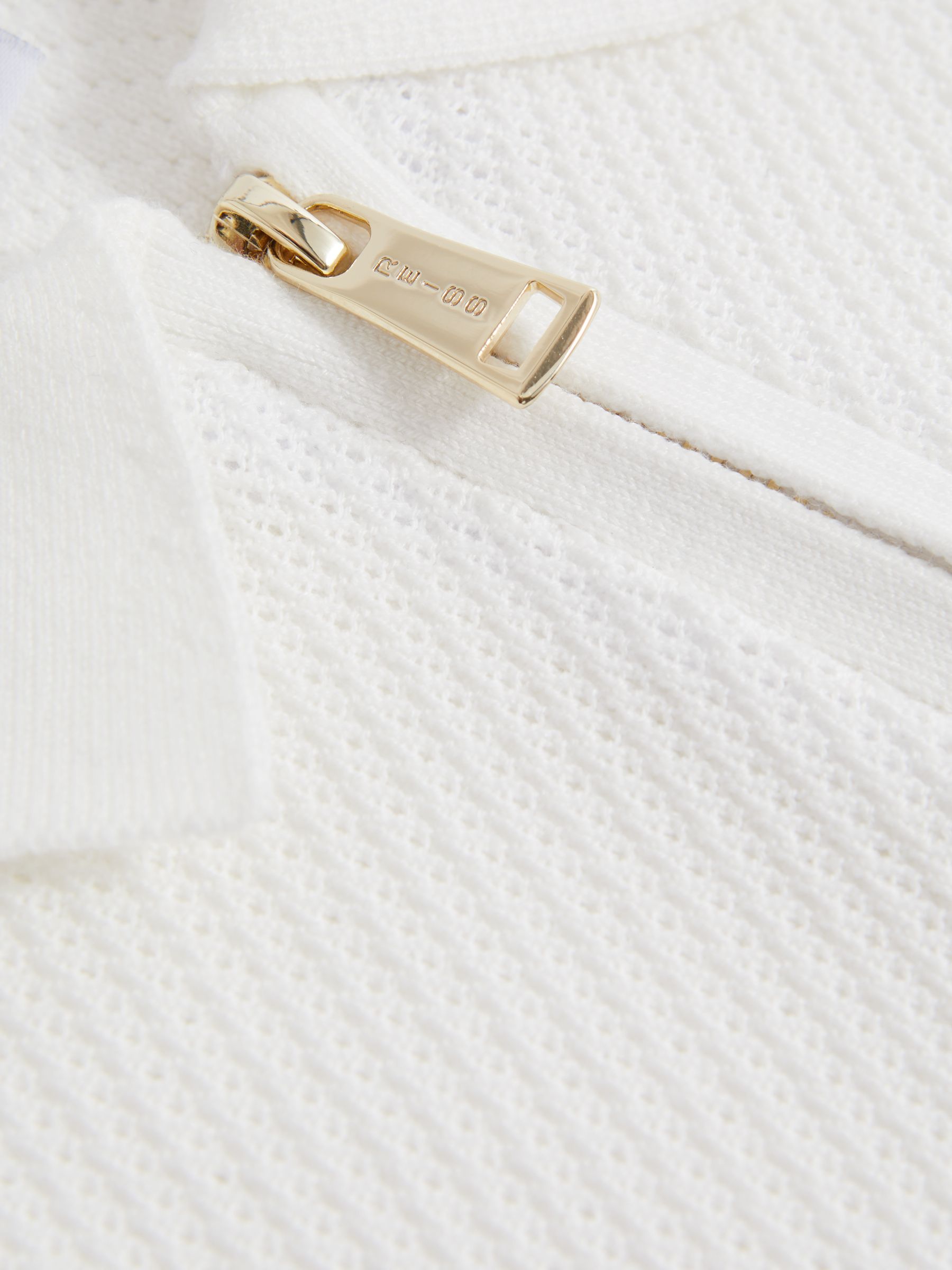3-9 yrs Textured Quarter Zip Polo Shirt in White - Image 5 of 5