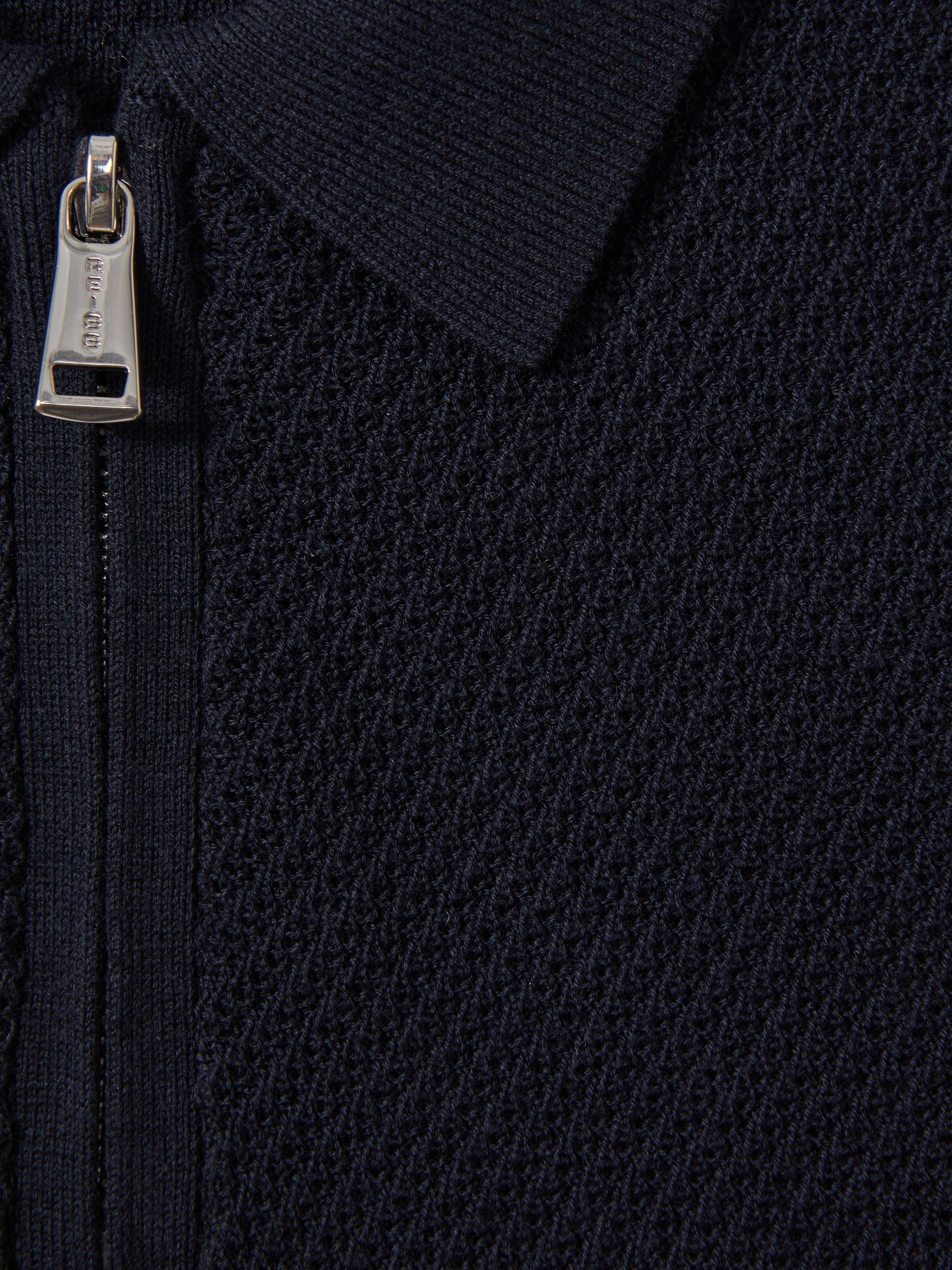 9-13 yrs Textured Quarter Zip Polo Shirt in Navy - Image 5 of 5
