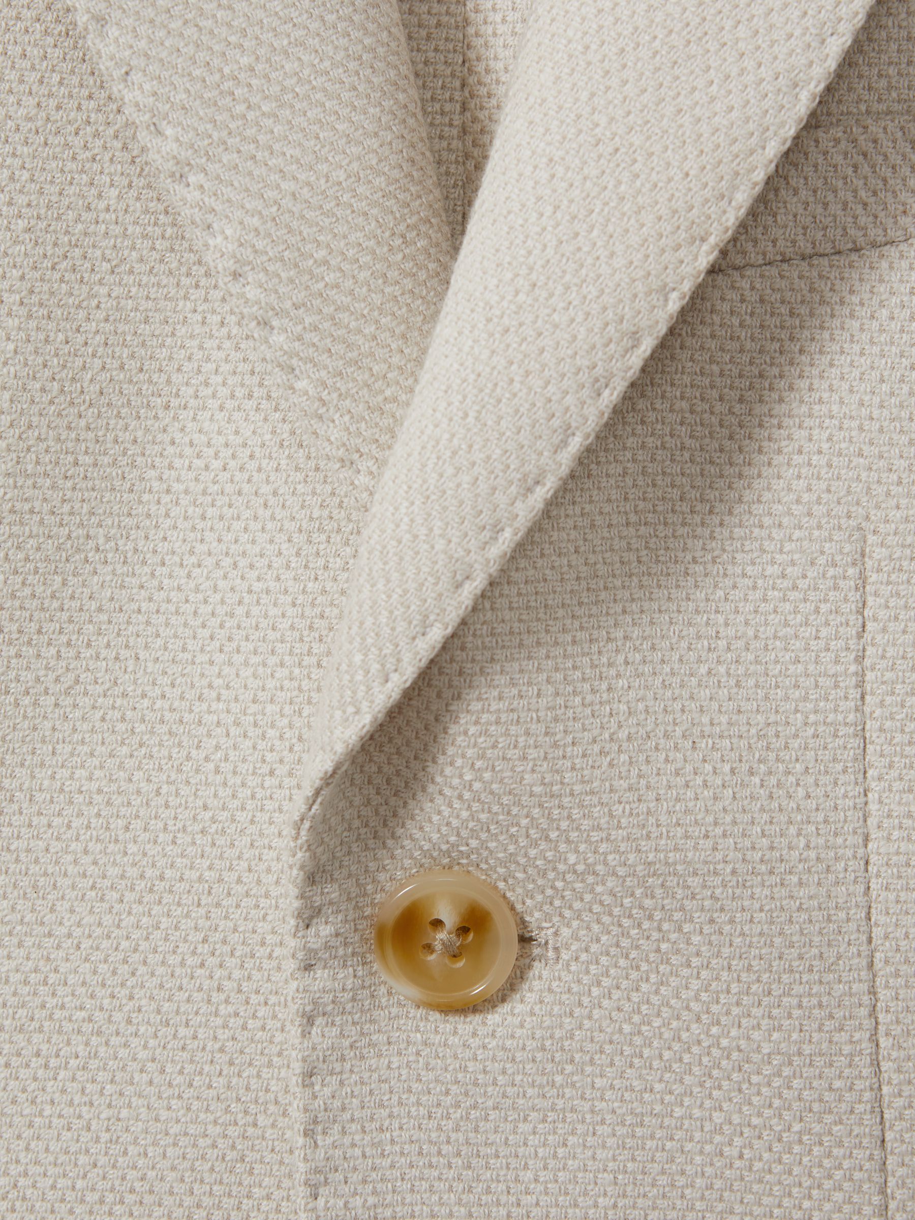 9-13 yrs Slub Check Single Breasted Blazer in Stone - Image 4 of 4