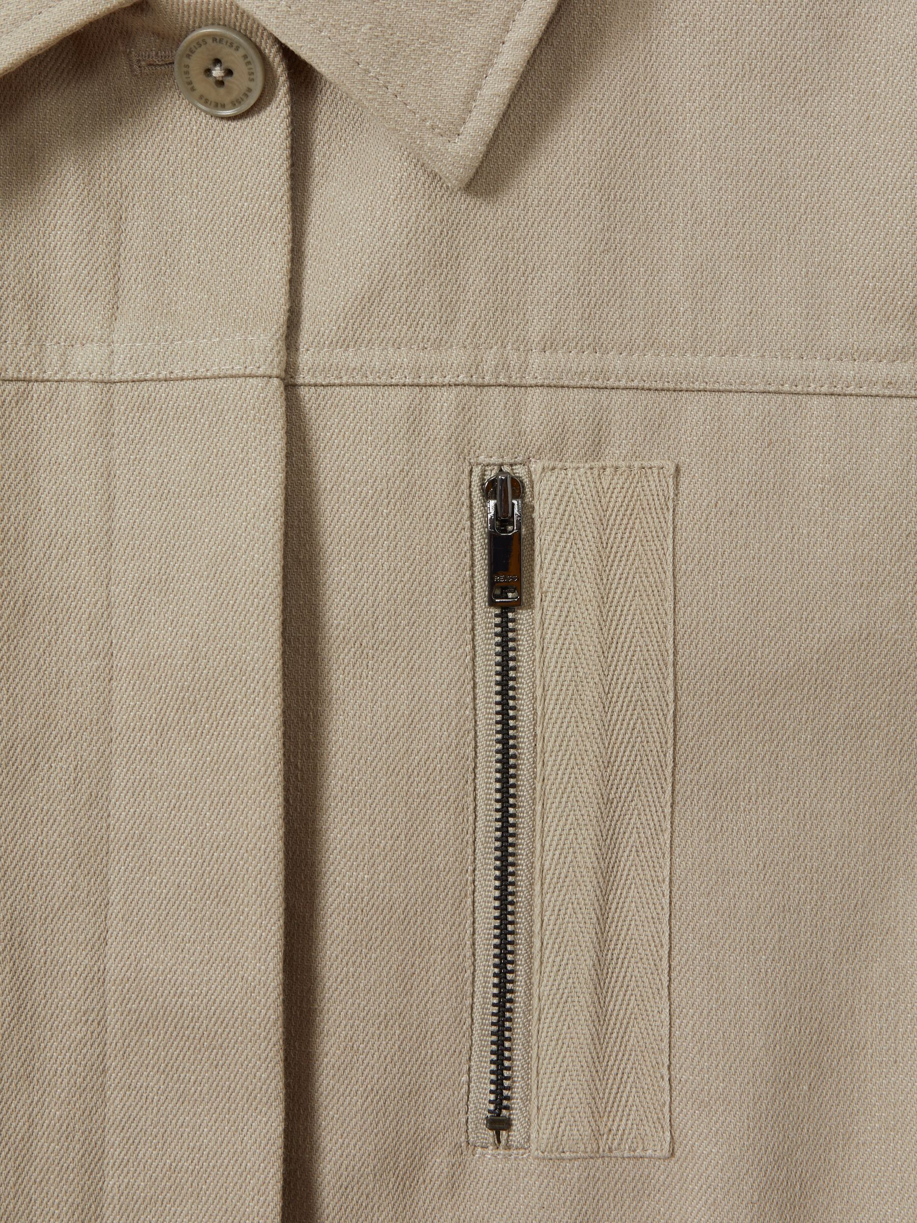 Cotton Canvas Drawstring Waist Overshirt in Neutral - Image 6 of 6