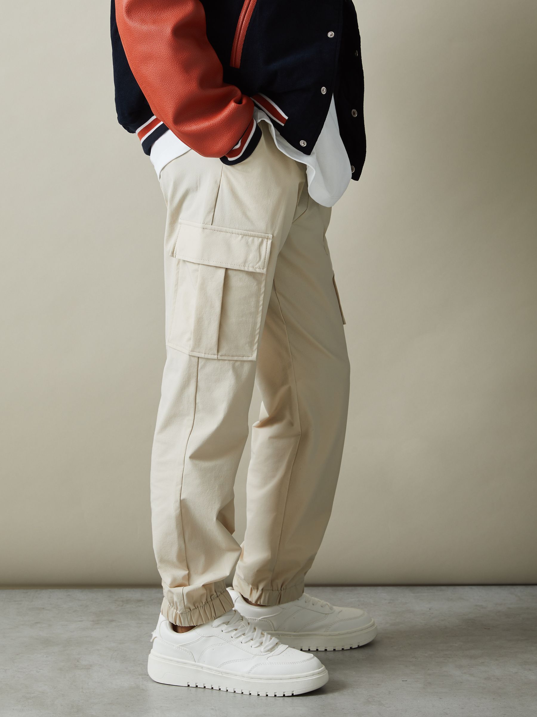 13-14 yrs Technical Drawstring Cuffed Cargo Trousers in Stone - Image 2 of 4 13-14 yrs Technical Drawstring Cuffed Cargo Trousers in Stone - Image 2 of 4