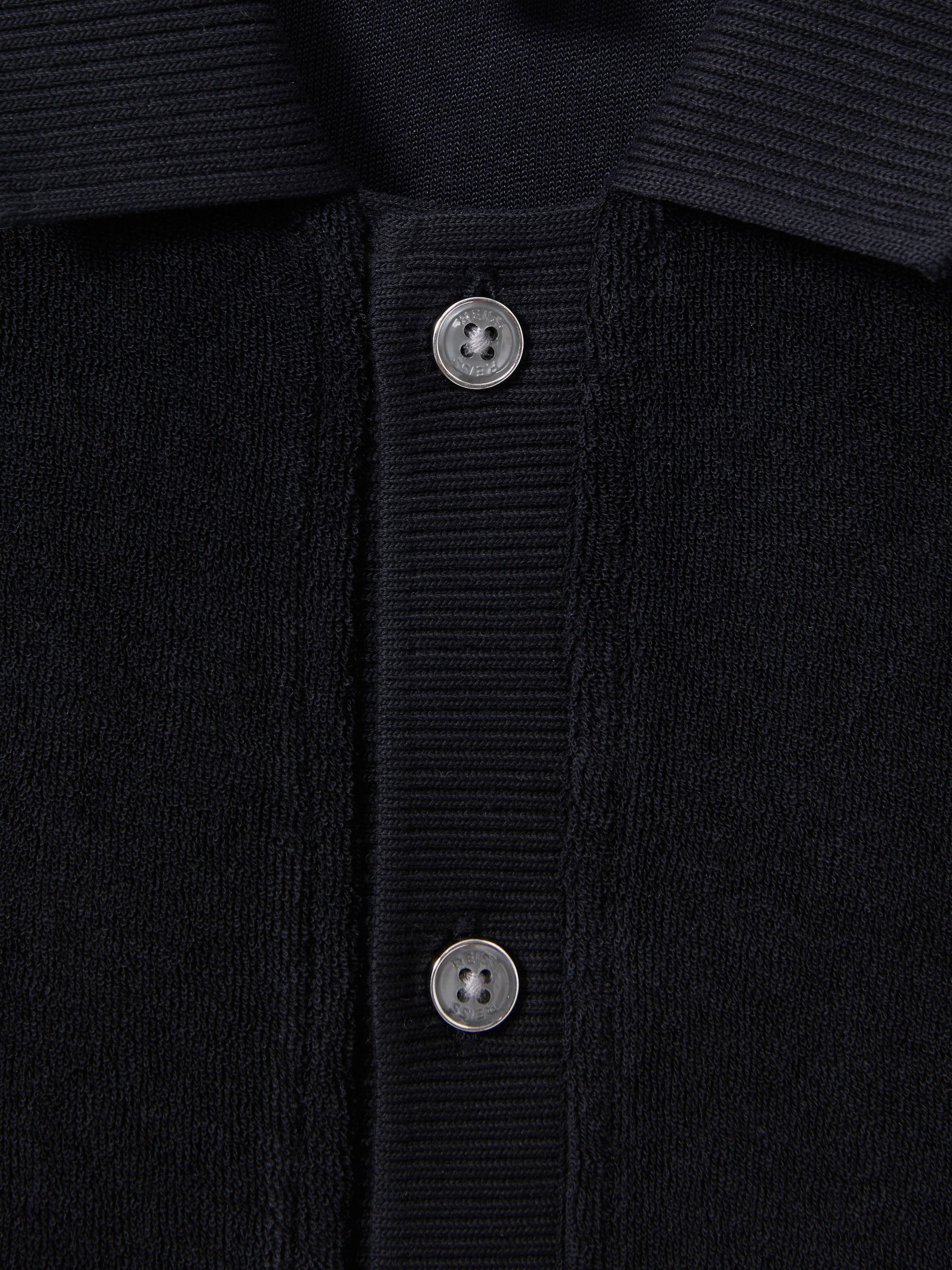 9-13 yrs Towelling Cuban Collar Shirt in Navy - Image 4 of 4