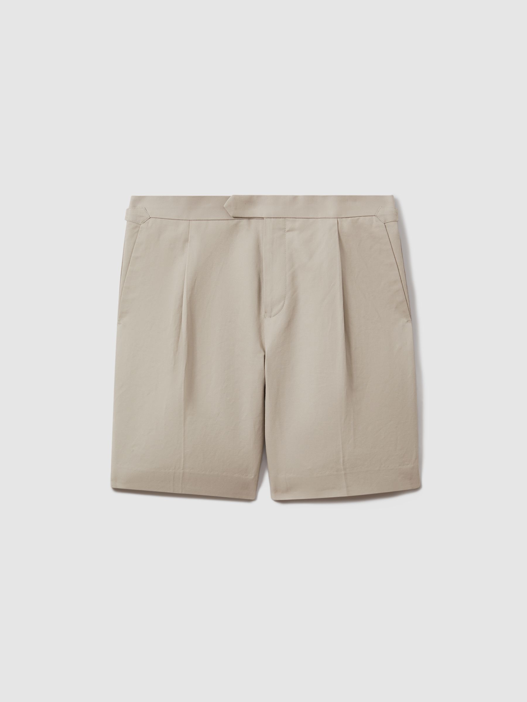 Cotton/Linen Blend Adjuster Shorts in Stone - Image 2 of 5