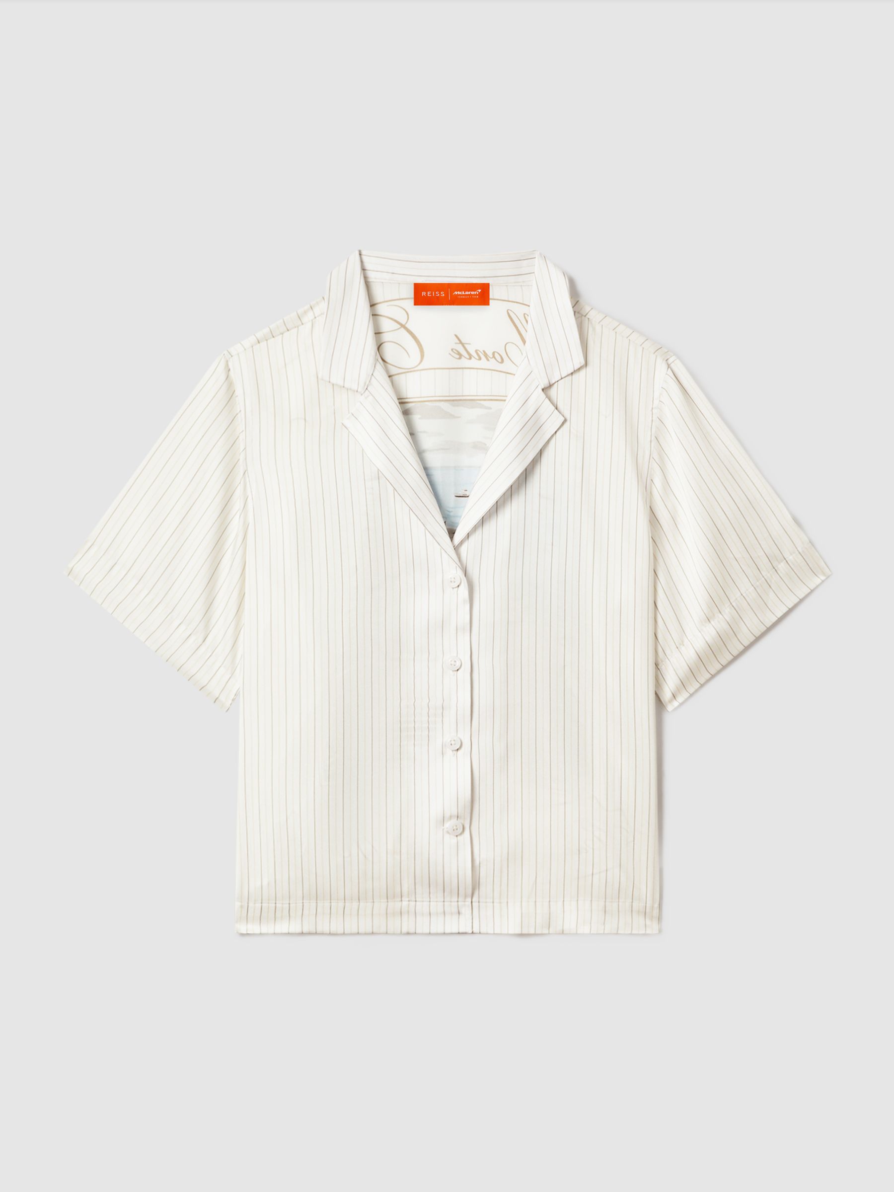 McLaren F1 Monte Carlo Exclusive Cuban Collar Shirt in White Multi - Image 2 of 9