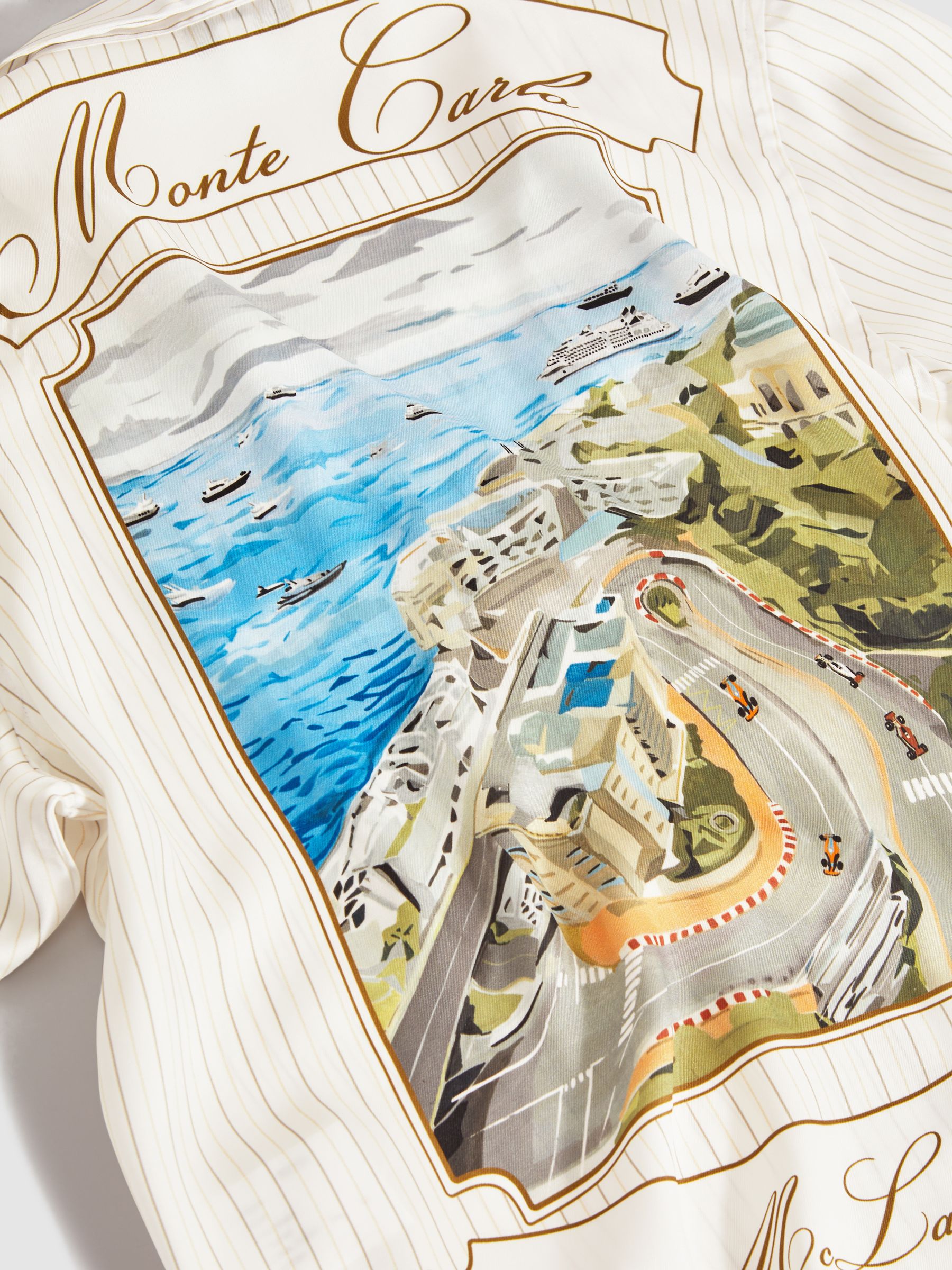 McLaren F1 Monte Carlo Exclusive Cuban Collar Shirt in White Multi - Image 9 of 9