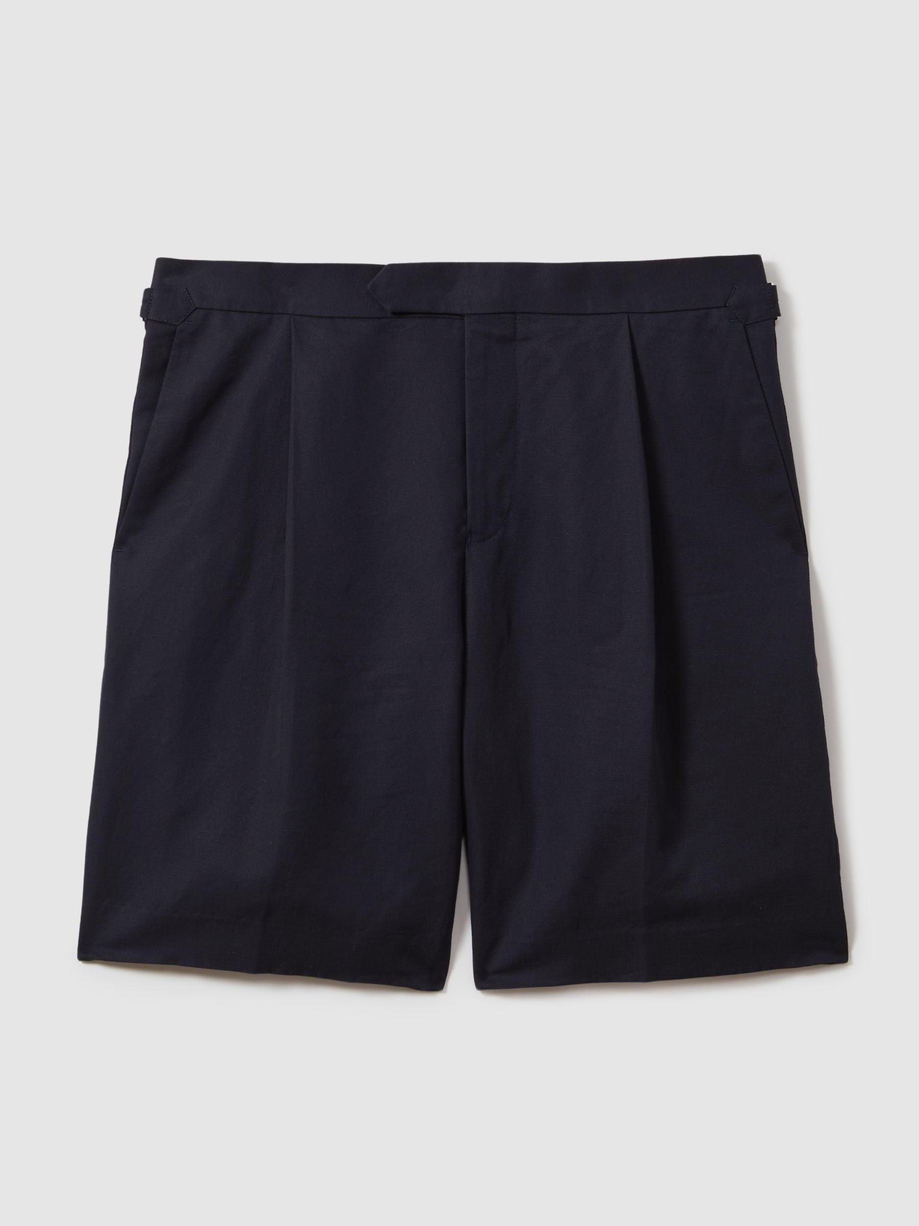 Cotton/Linen Blend Adjuster Shorts in Navy - Image 2 of 5