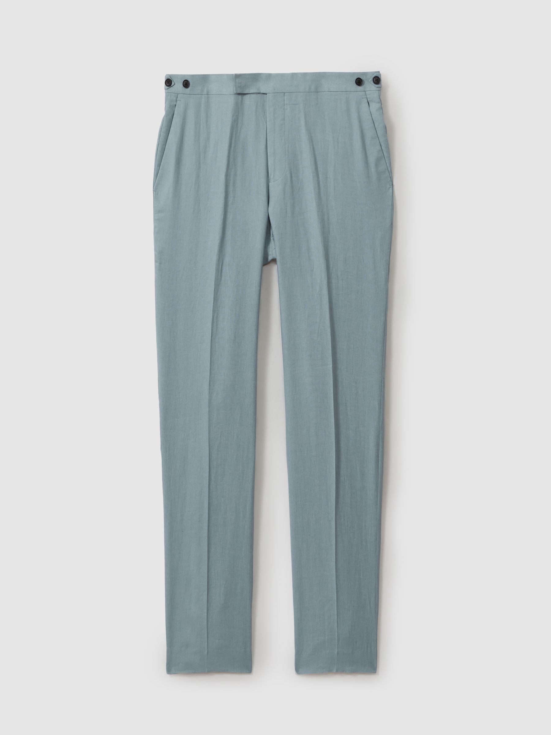Linen Tapered Trousers Slim-Fit in Aqua Blue - Image 2 of 5