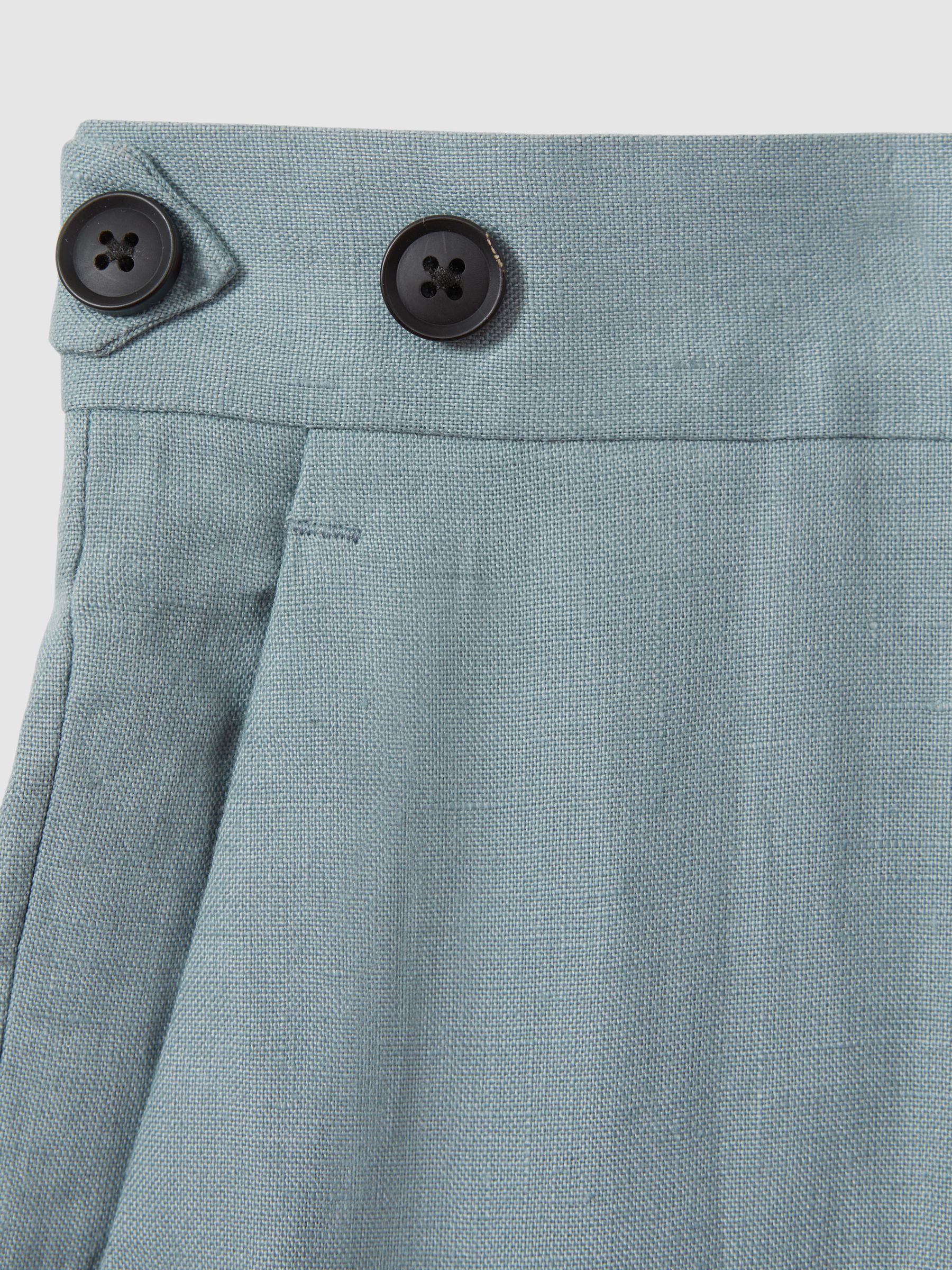 Linen Tapered Trousers Slim-Fit in Aqua Blue - Image 4 of 5