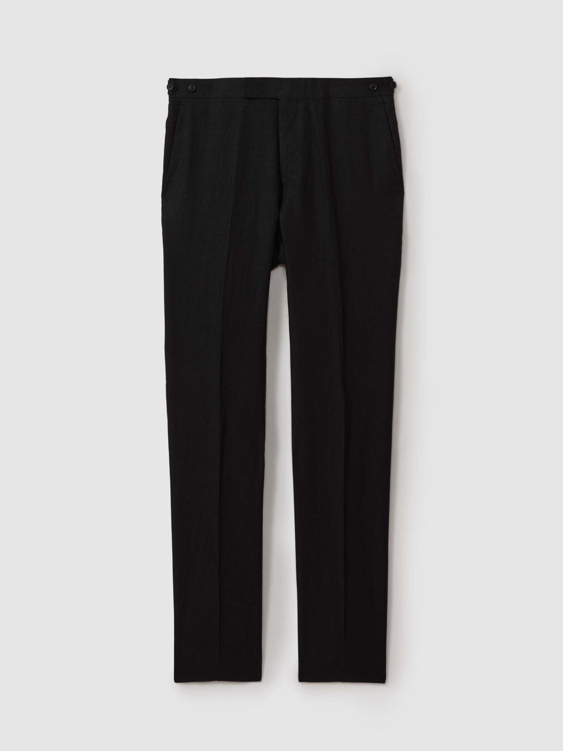 Linen Tapered Trousers Slim-Fit in Black - Image 2 of 5