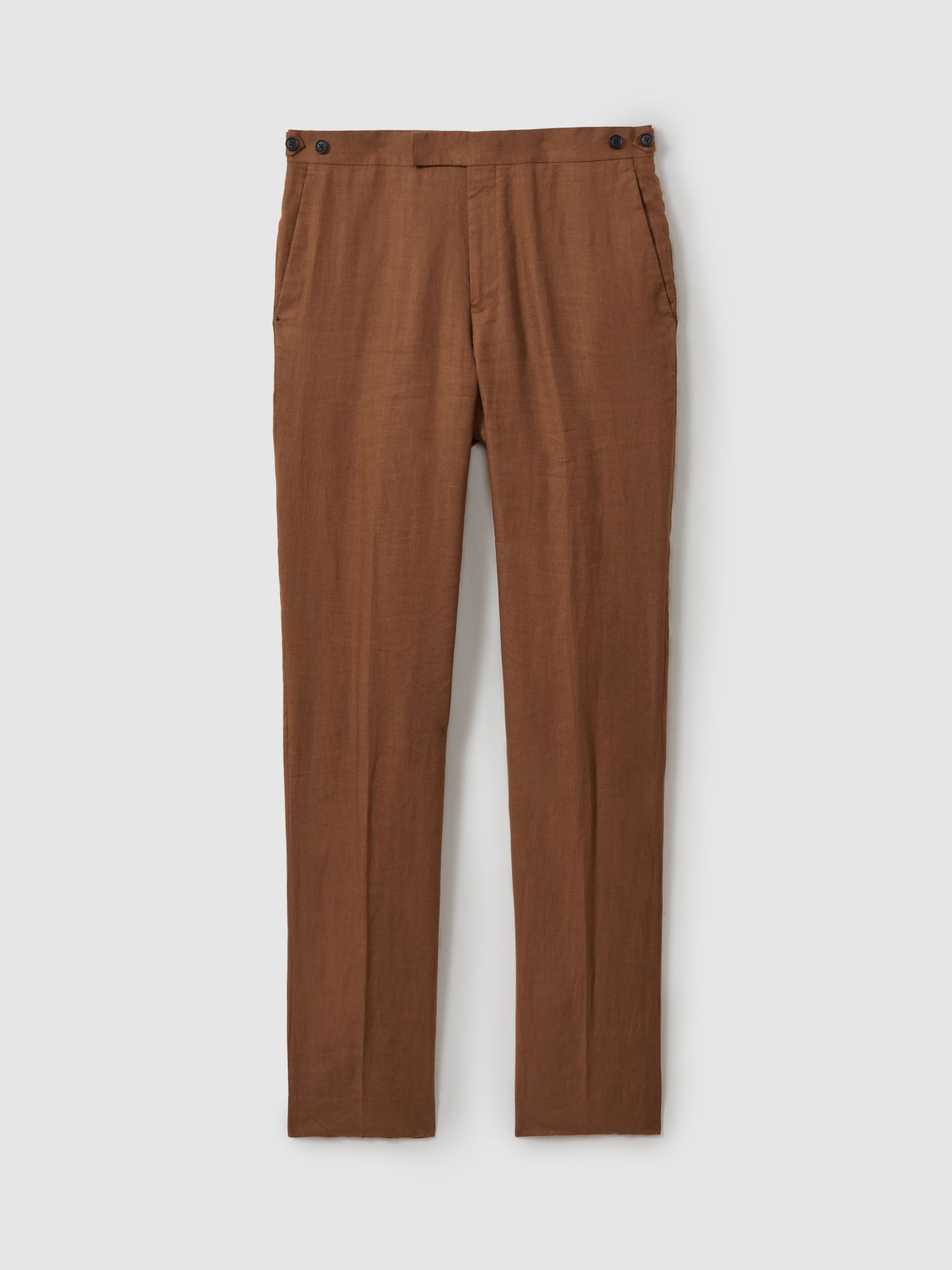 Linen Tapered Trousers Slim-Fit in Tobacco Brown - Image 2 of 5