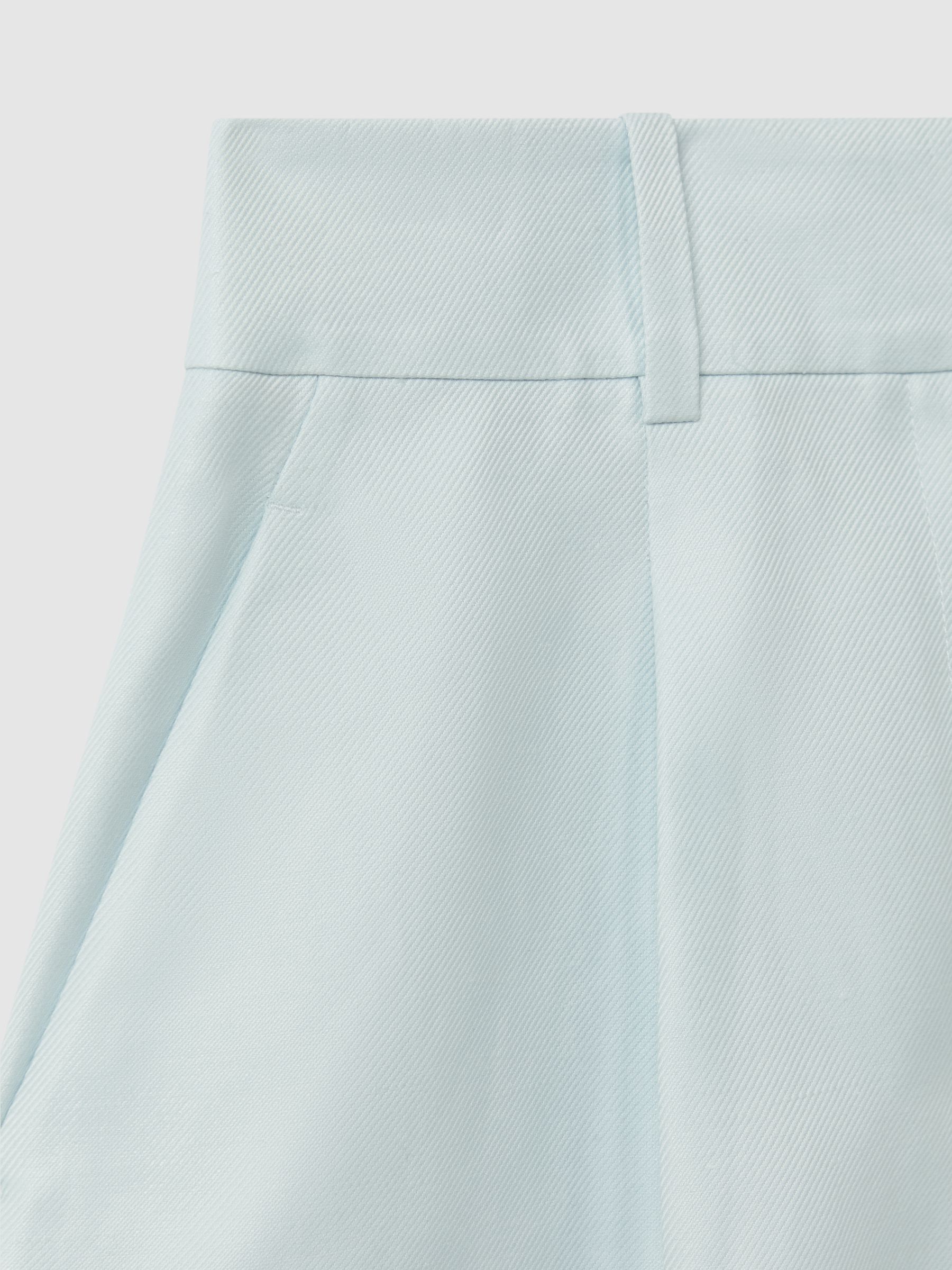 Viscose-Linen Front Pleat Suit Shorts in Blue - Image 6 of 6