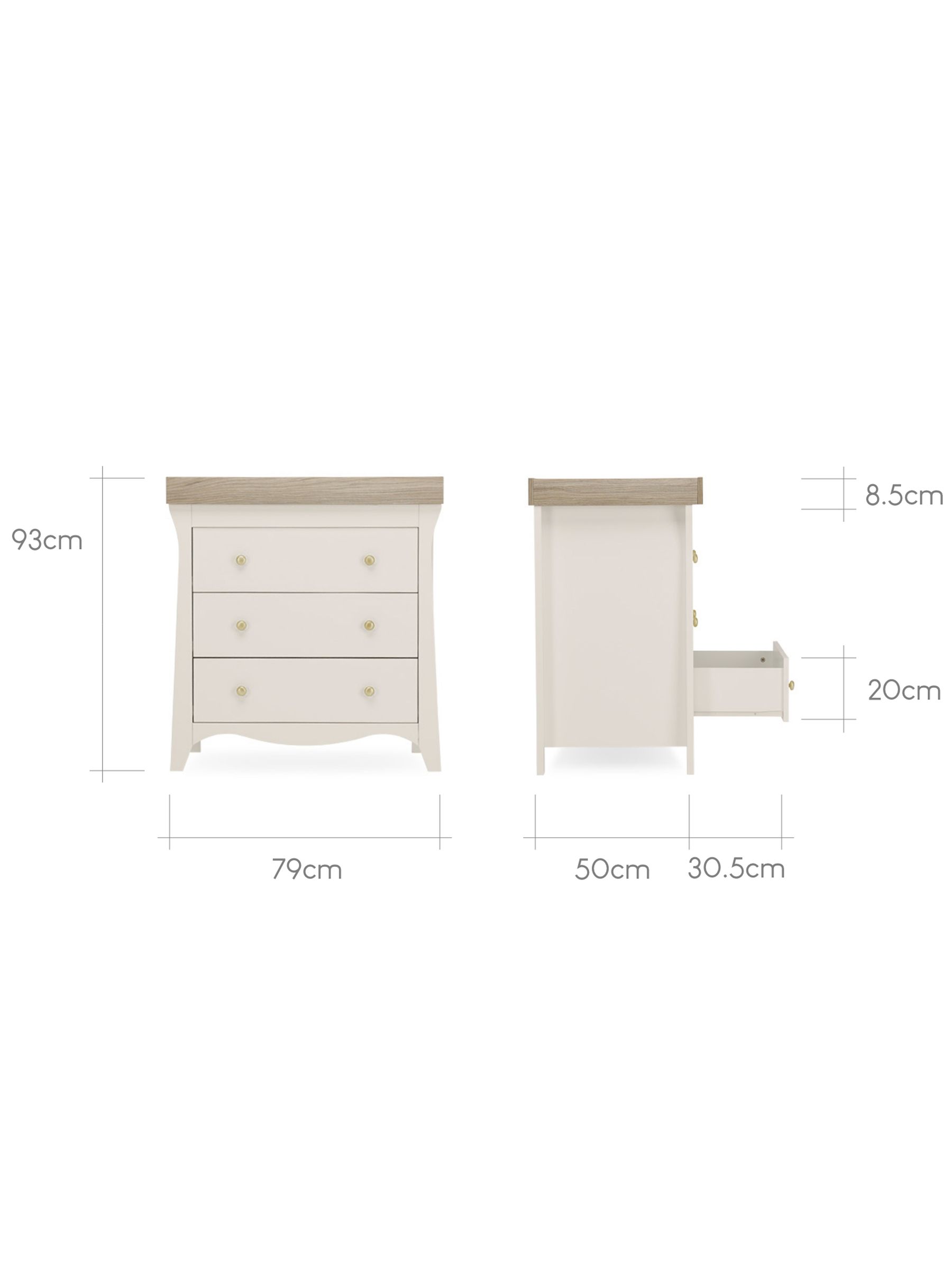 CuddleCo 3 Piece Cream Cashmere Clara Nursery Furniture Set - Image 7 of 8