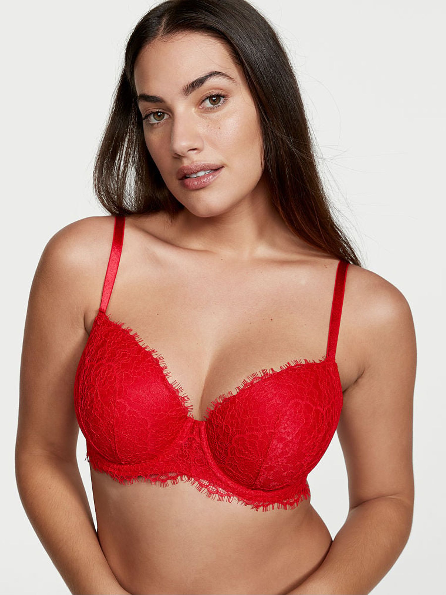 Lipstick Red Lace Lightly Lined Demi Bra - Image 1 of 4