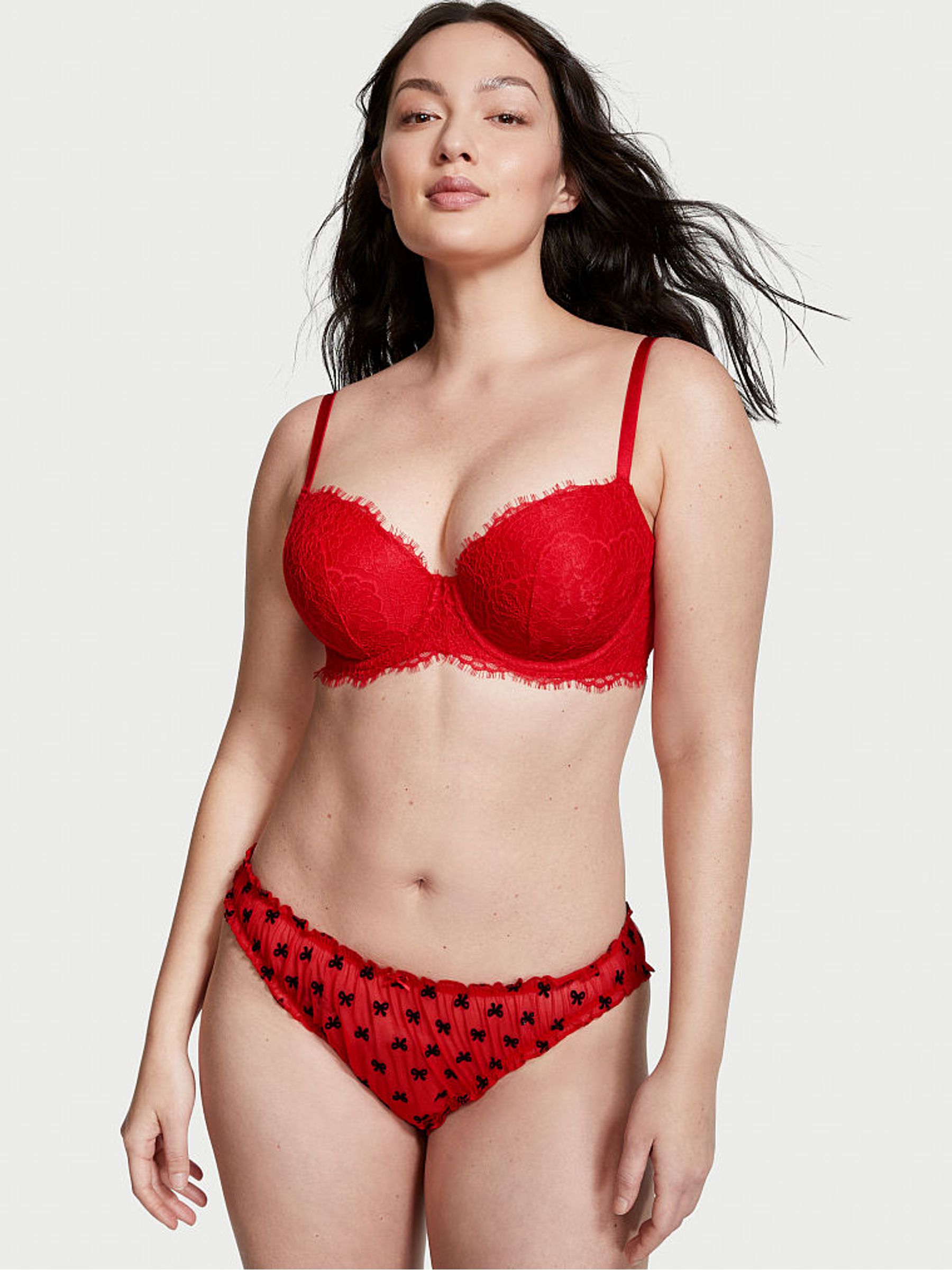 Lipstick Red Lace Lightly Lined Demi Bra - Image 3 of 4