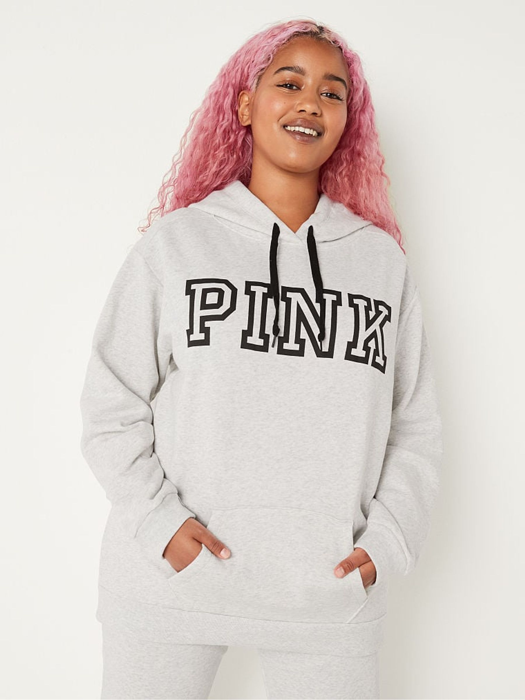 Heather Stone Grey Classic Logo Everyday Lounge Campus Hoodie - Image 1 of 4
