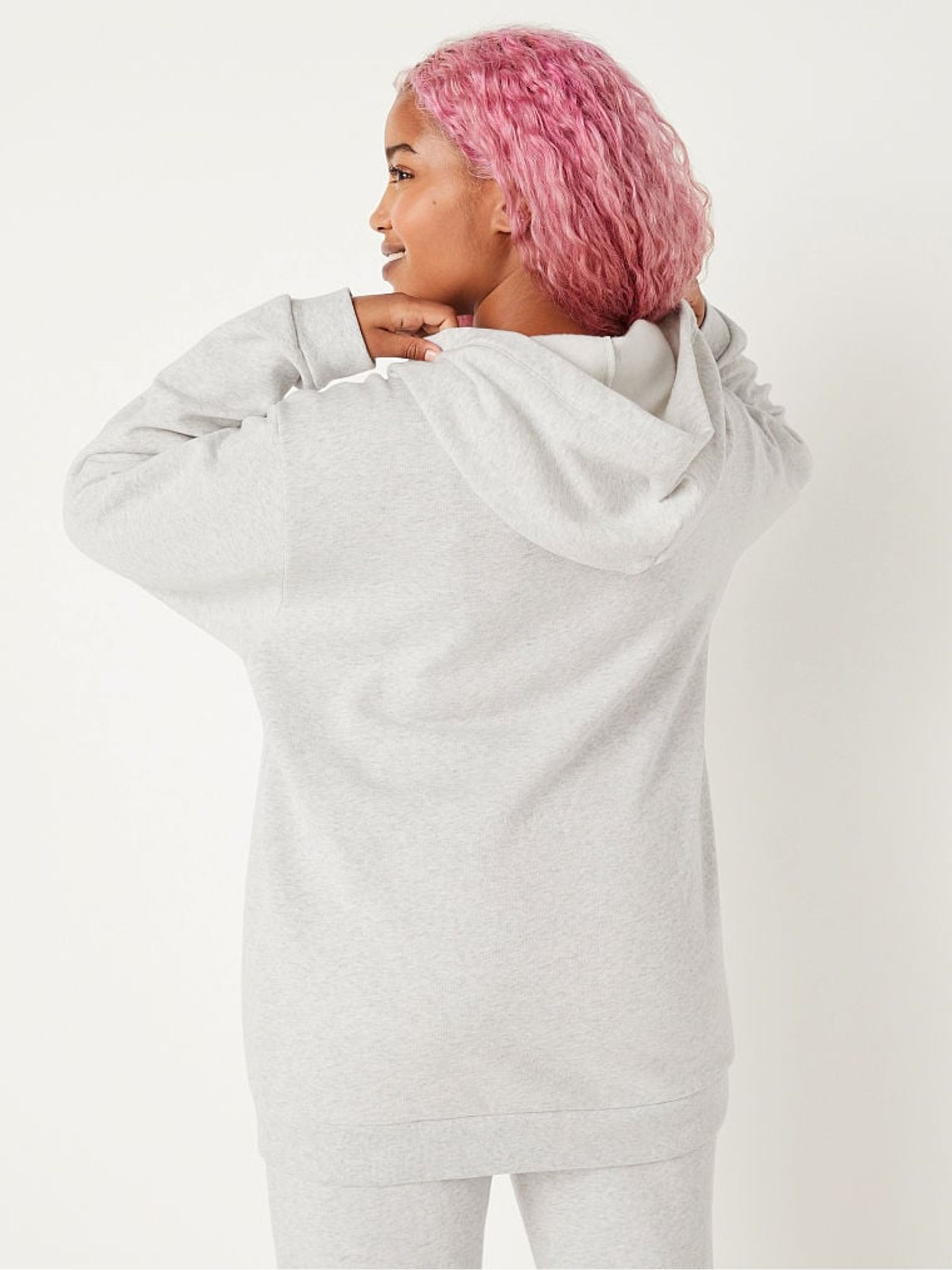 Heather Stone Grey Classic Logo Everyday Lounge Campus Hoodie - Image 2 of 4