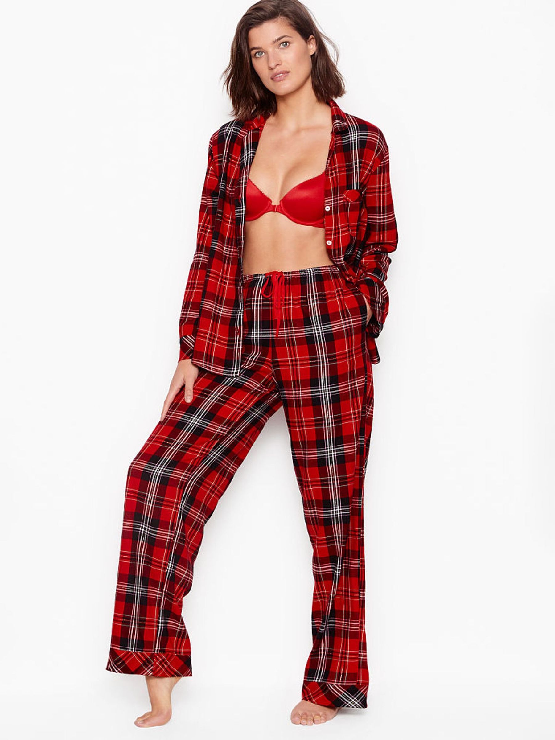 Red Plaid Flannel Long Pyjamas - Image 1 of 5