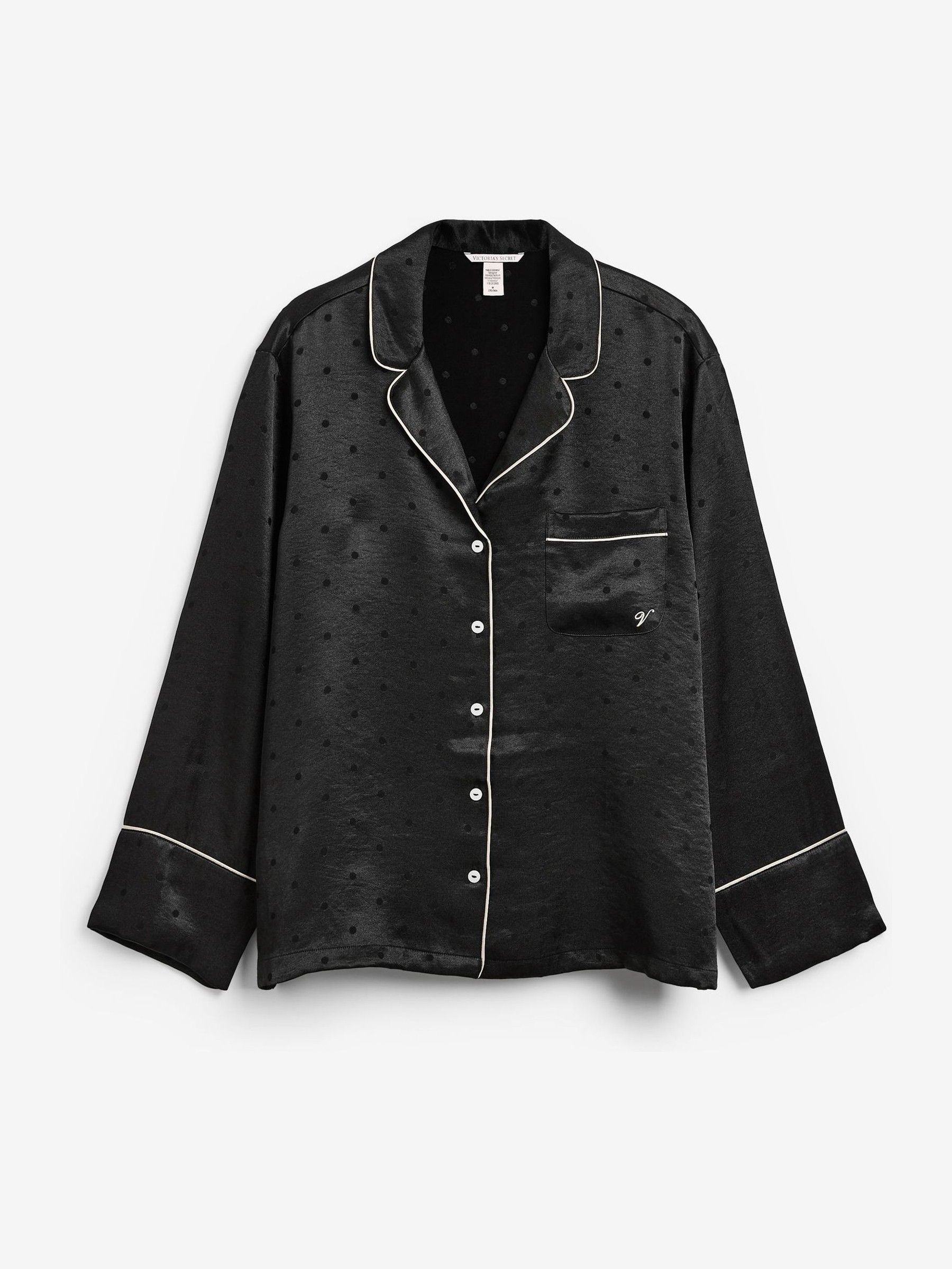 Black Dot Satin Long Pyjama Set - Image 2 of 2
