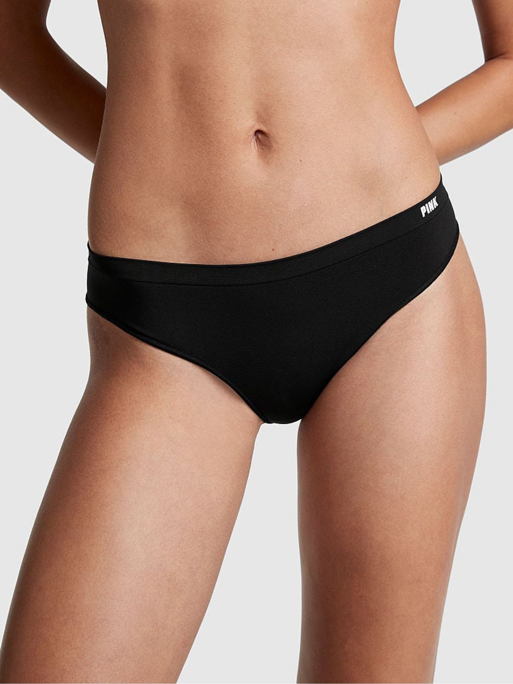 Pure Black Thong Seamless Knickers - Image 1 of 3