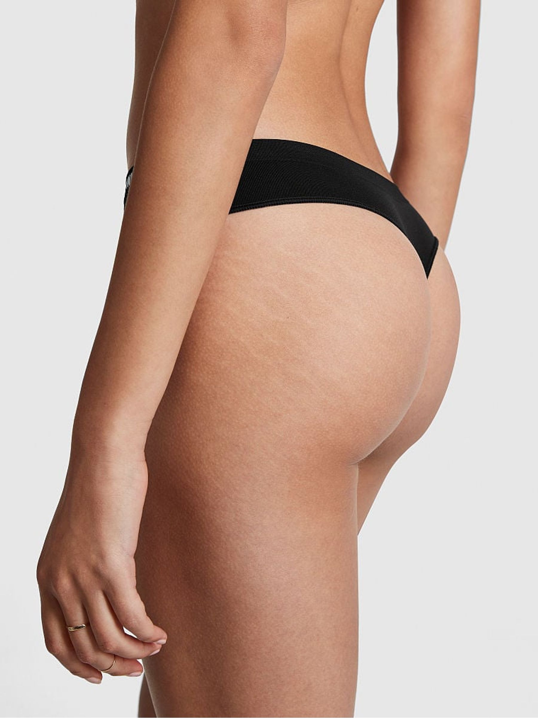 Pure Black Thong Seamless Knickers - Image 2 of 3