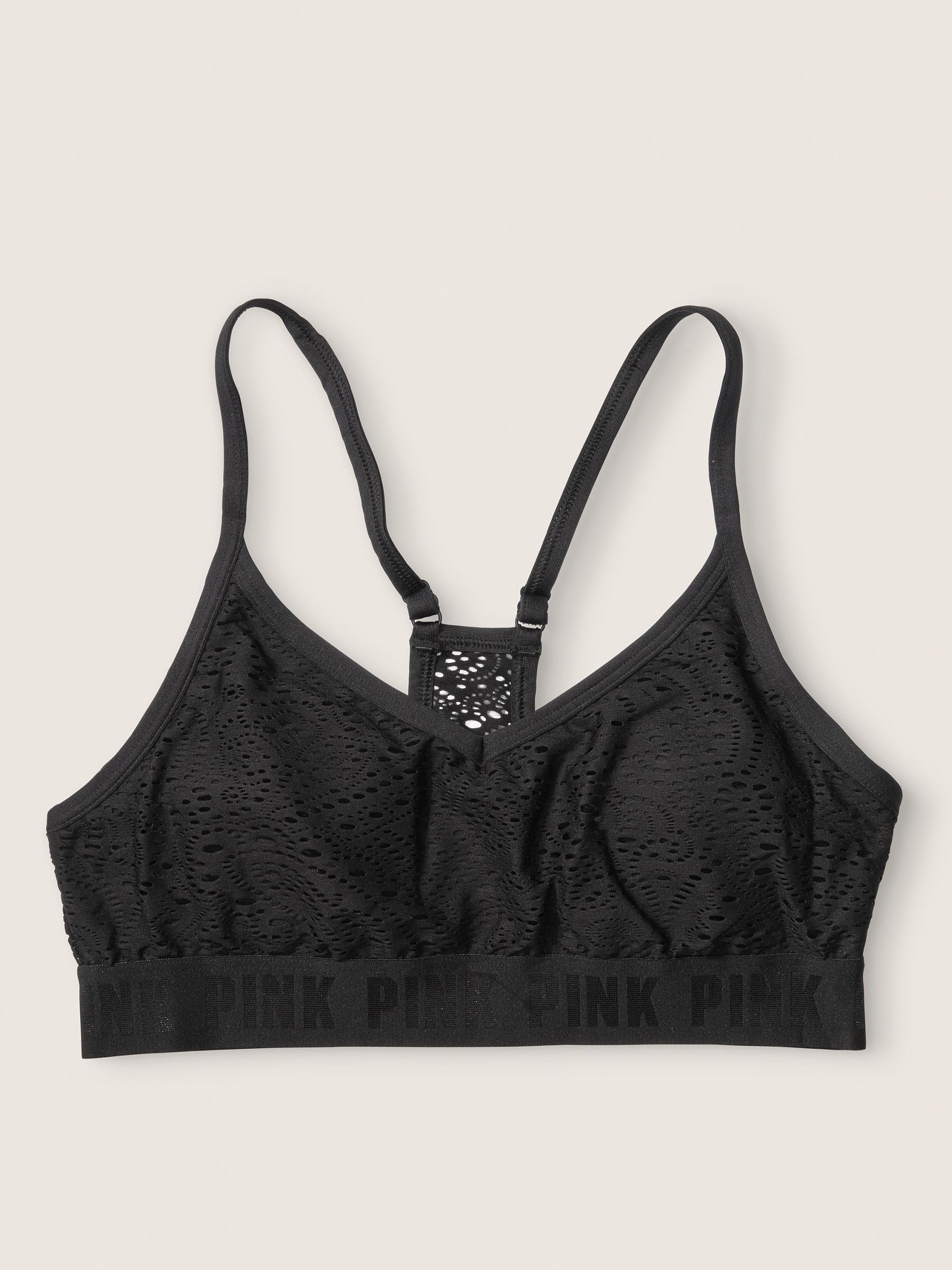 Pure Black Sport Lace Lightly Lined Low Impact Sports Bra - Image 2 of 2