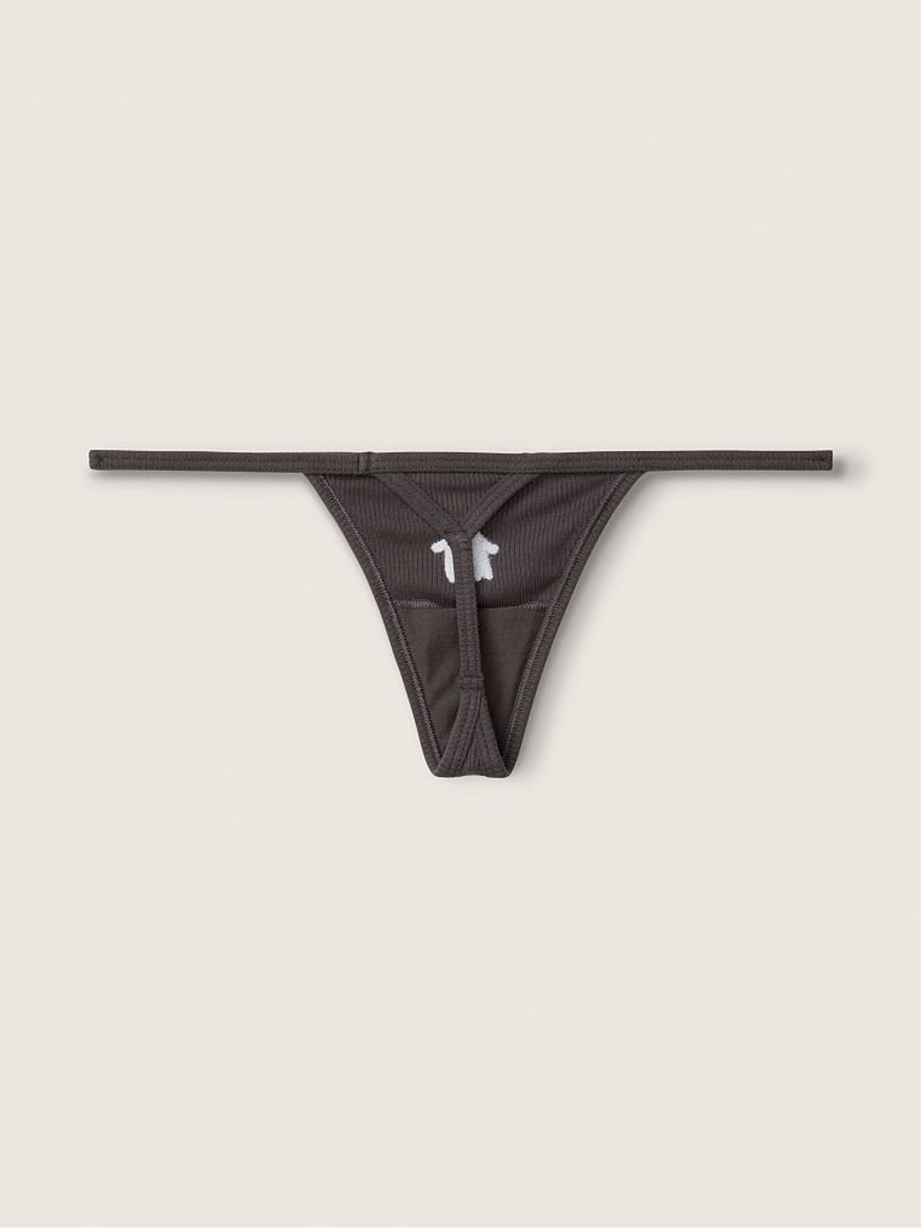 Dark Grey Cotton G String Knicker - Image 2 of 2 Dark Grey Cotton G String Knicker - Image 2 of 2