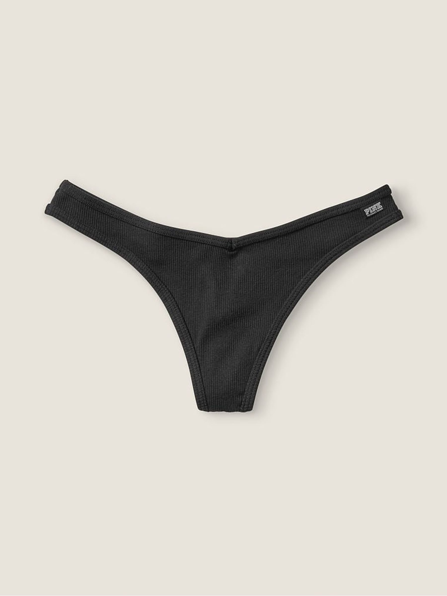 Pure Black Cotton Thong Knickers - Image 2 of 2