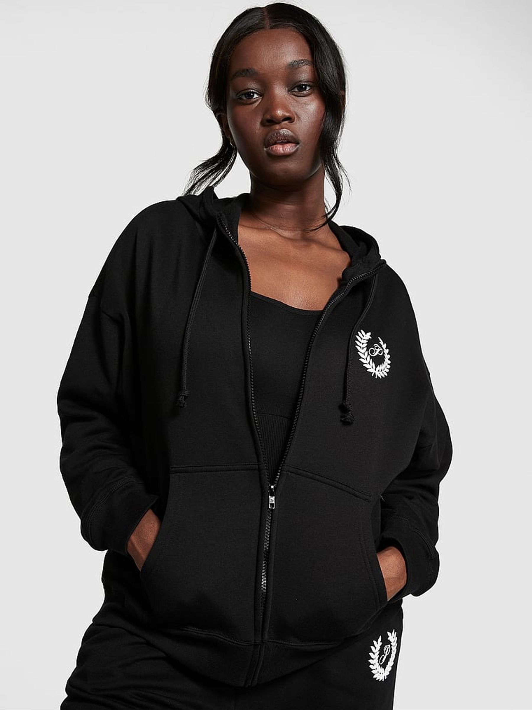 Pure Black Fleece Oversized Hoodie - Image 1 of 4