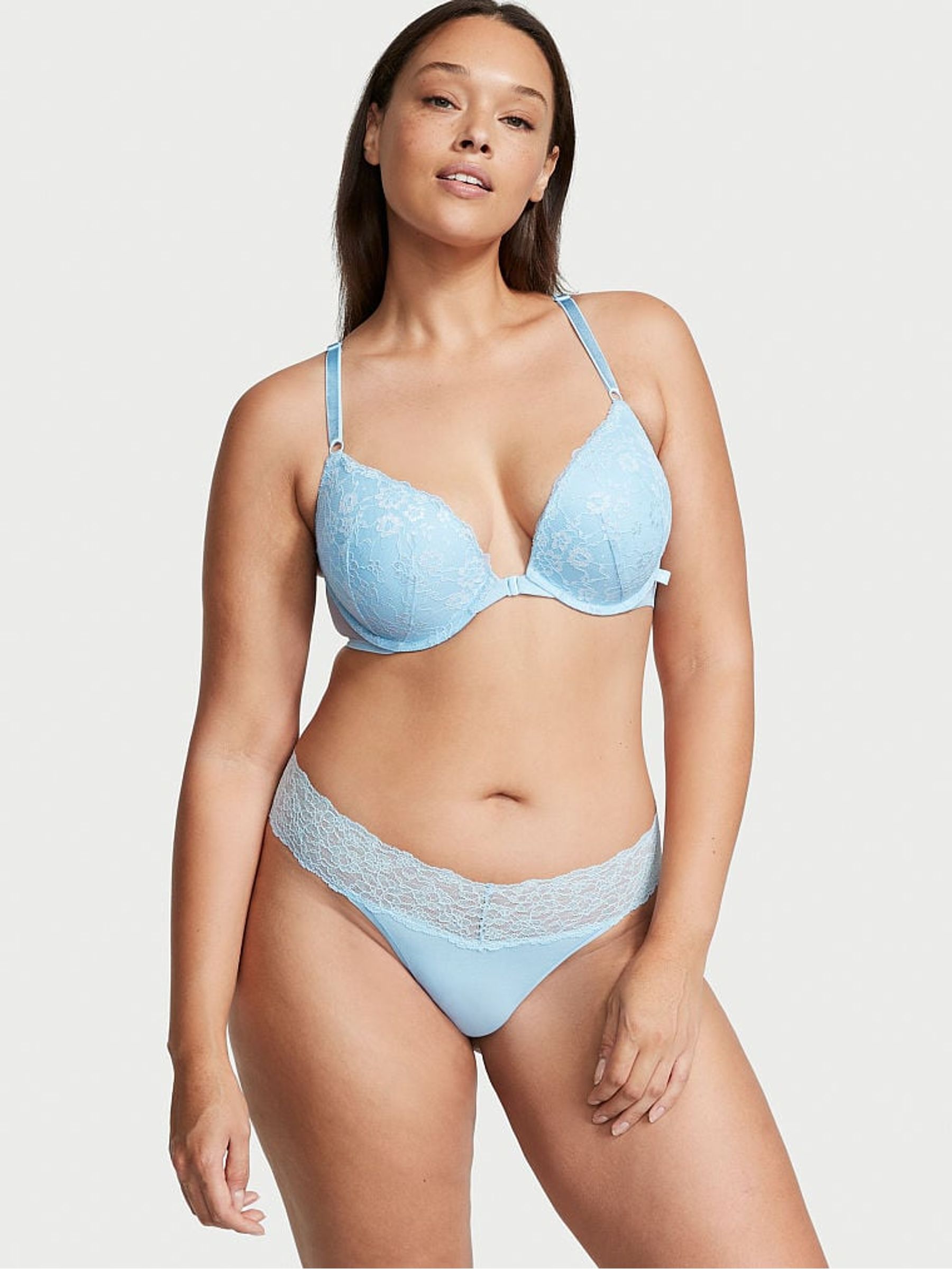 Blue Topaz Posey Lace Waist Thong Knickers - Image 3 of 4