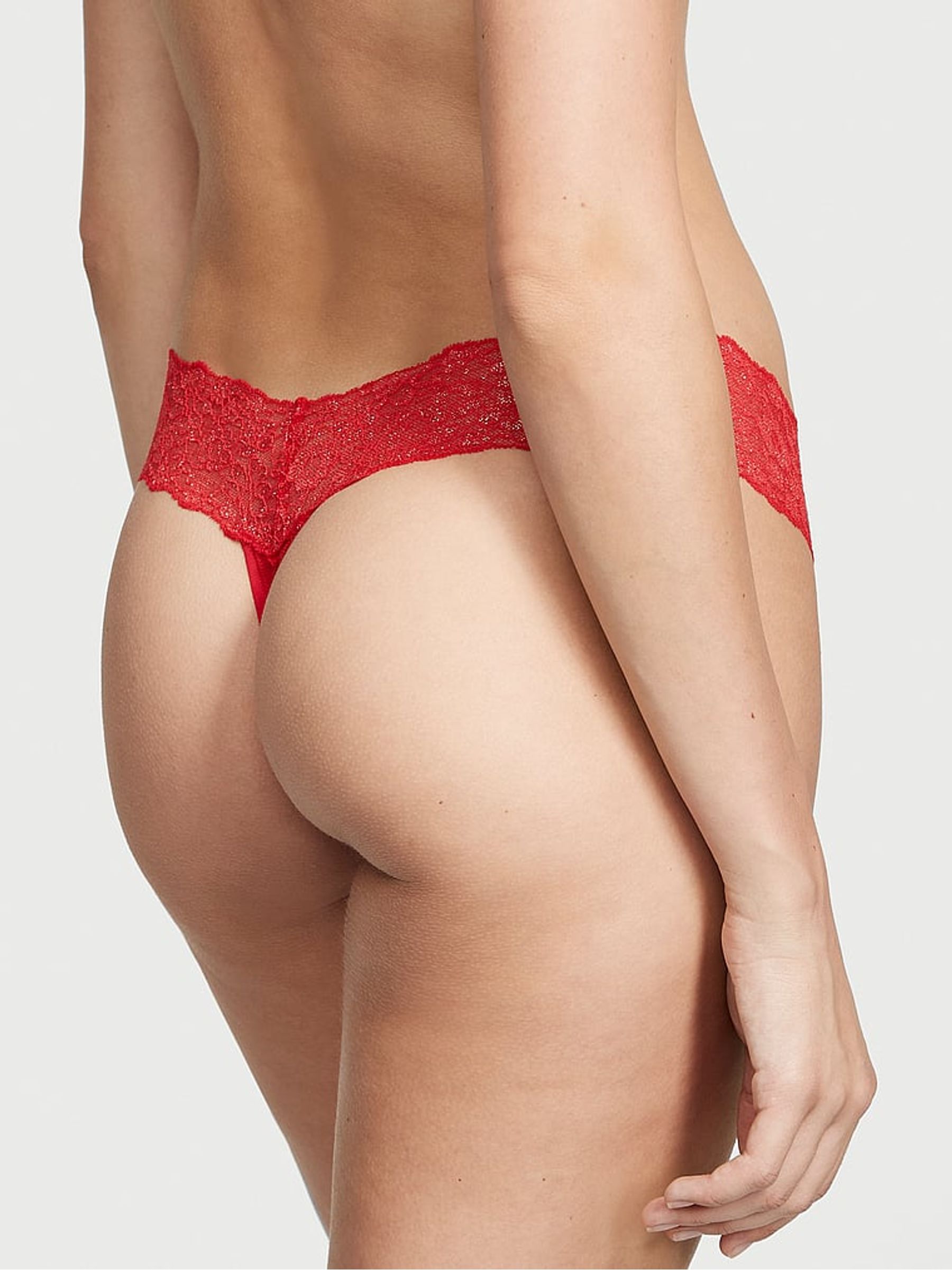 Lipstick Red Posey Lace Waist Thong Knickers - Image 2 of 4