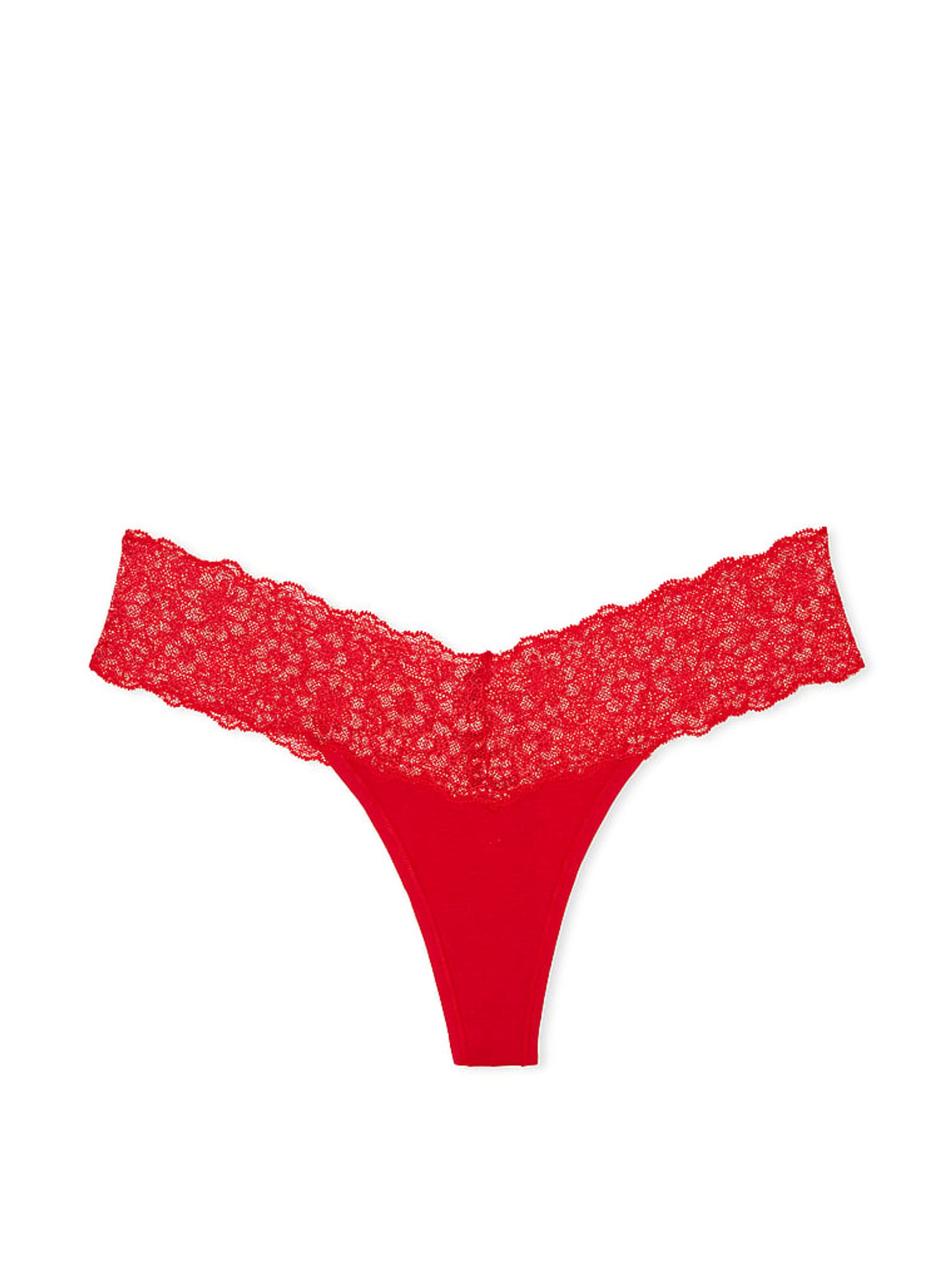 Lipstick Red Posey Lace Waist Thong Knickers - Image 4 of 4